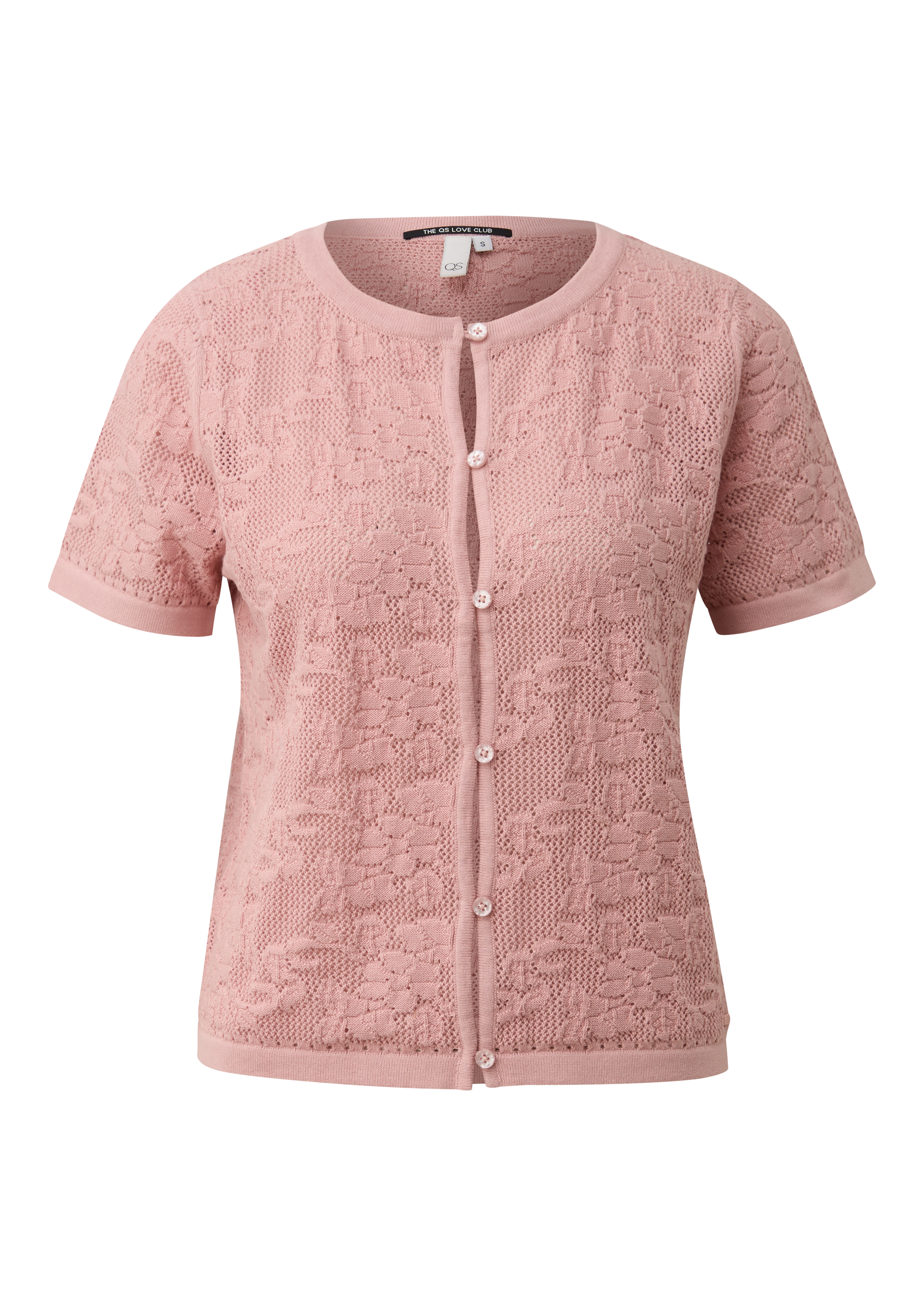QS Halbarmstrickjacke mit Ajourmuster 2181294.4513.L