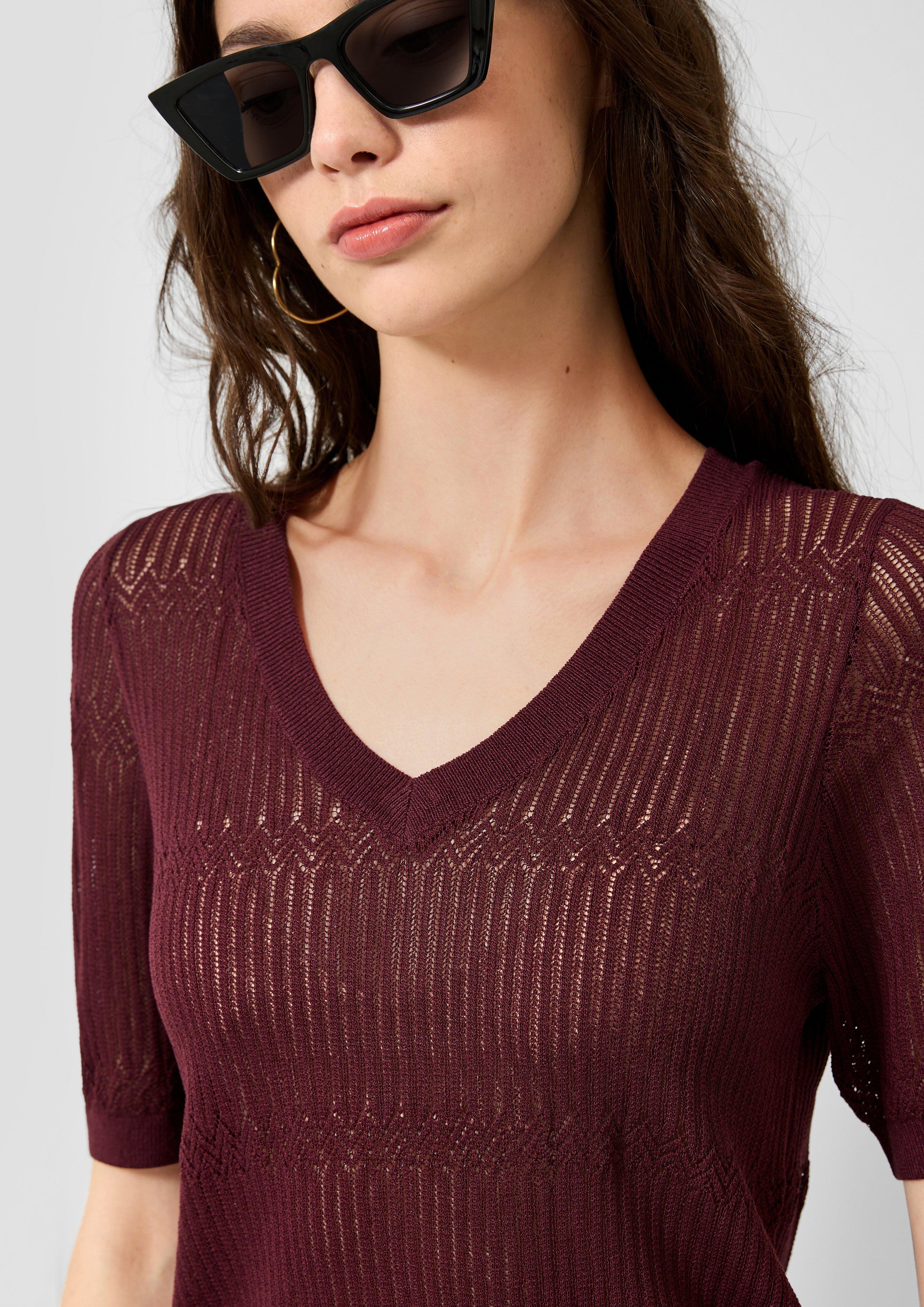 Women Knitted pullover in red by QS