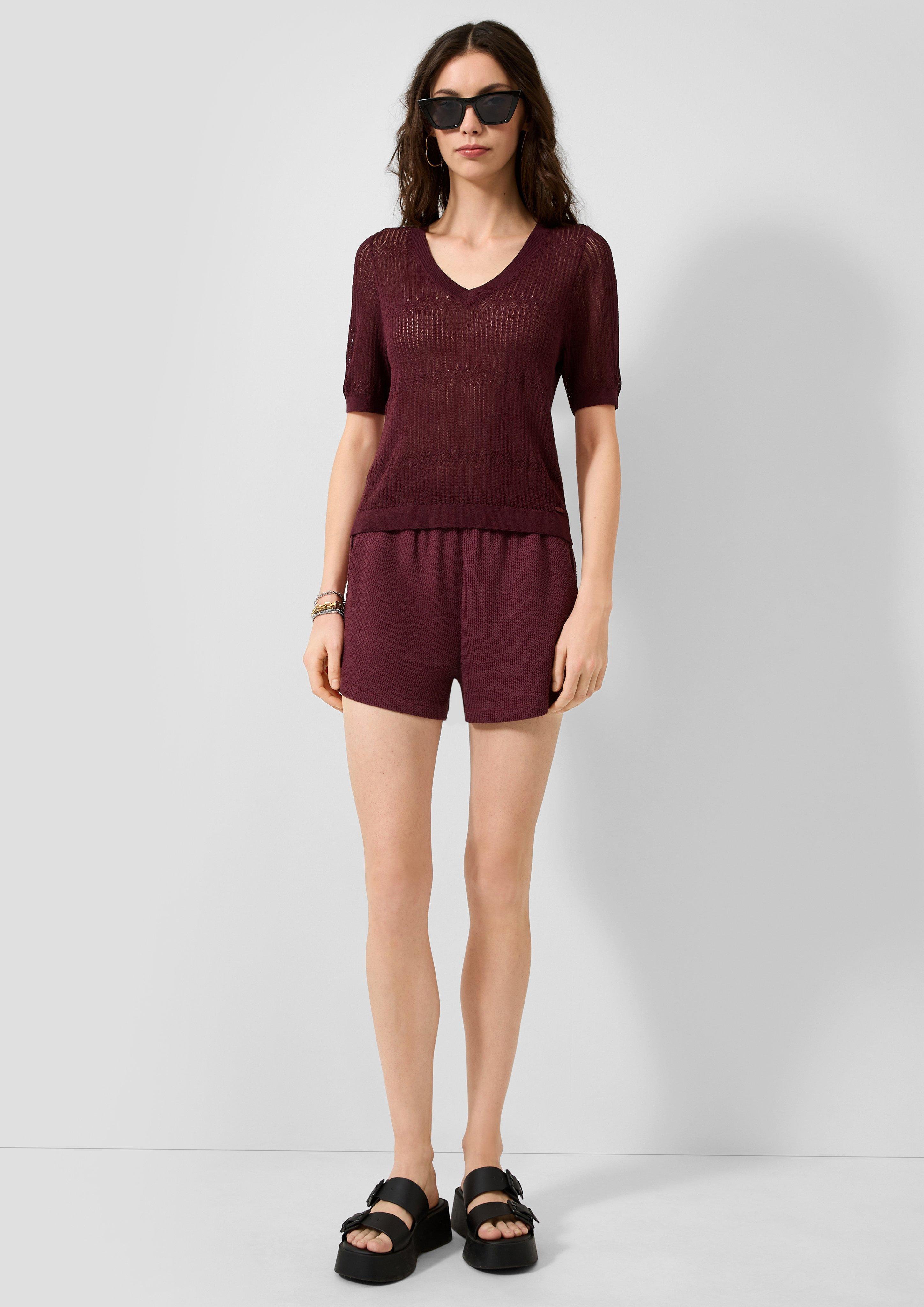 Women Knitted pullover in red by QS