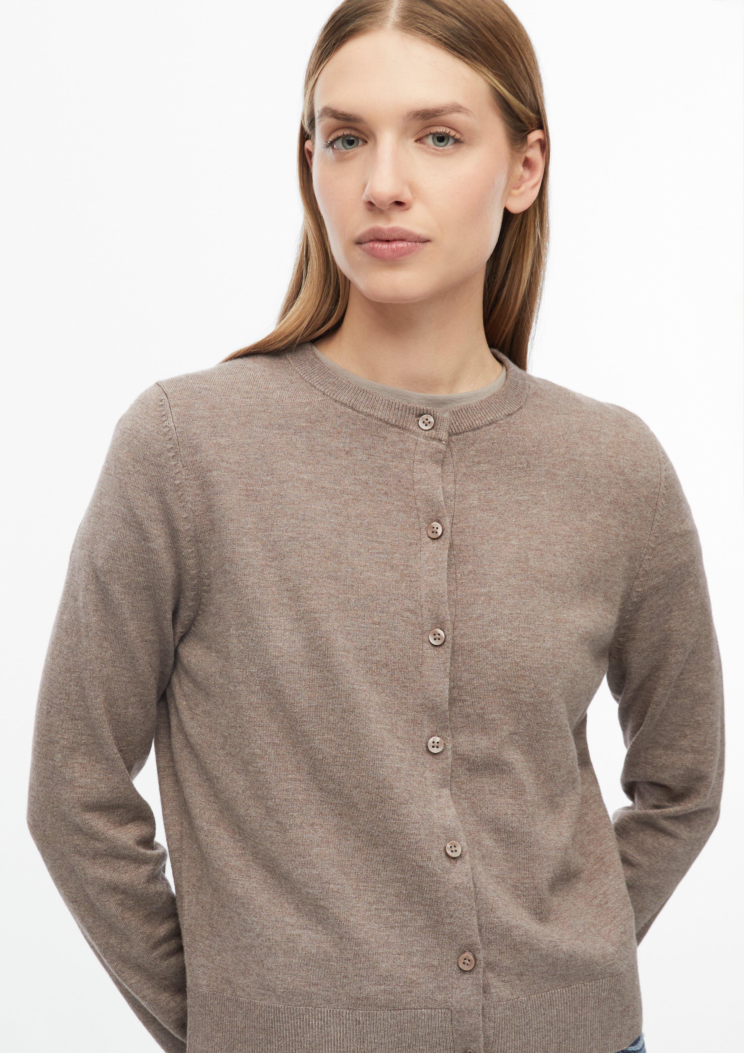 Femmes Cardigan en maille fine avec bords-côtes en brun de s.Oliver