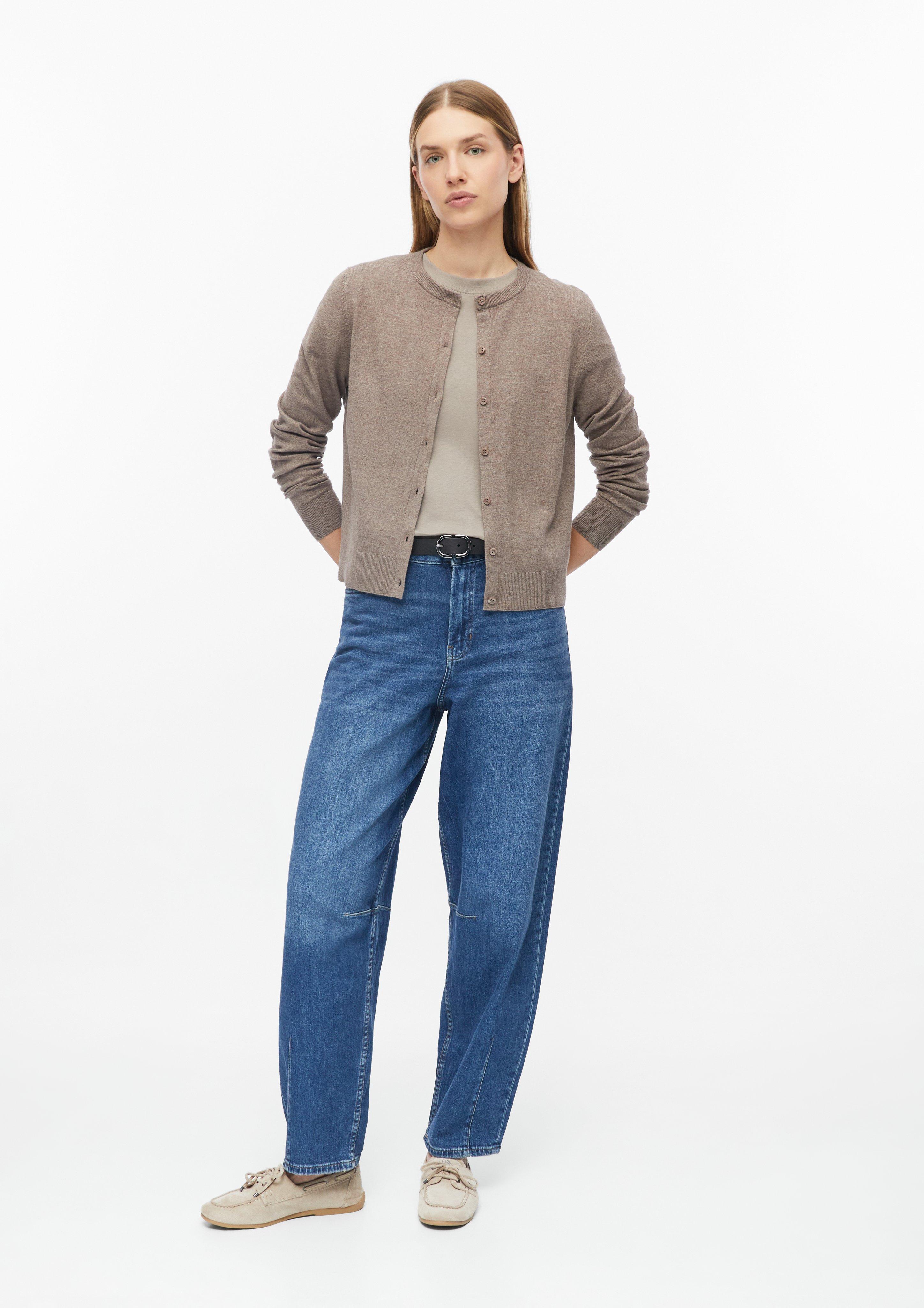 Femmes Cardigan en maille fine avec bords-côtes en brun de s.Oliver