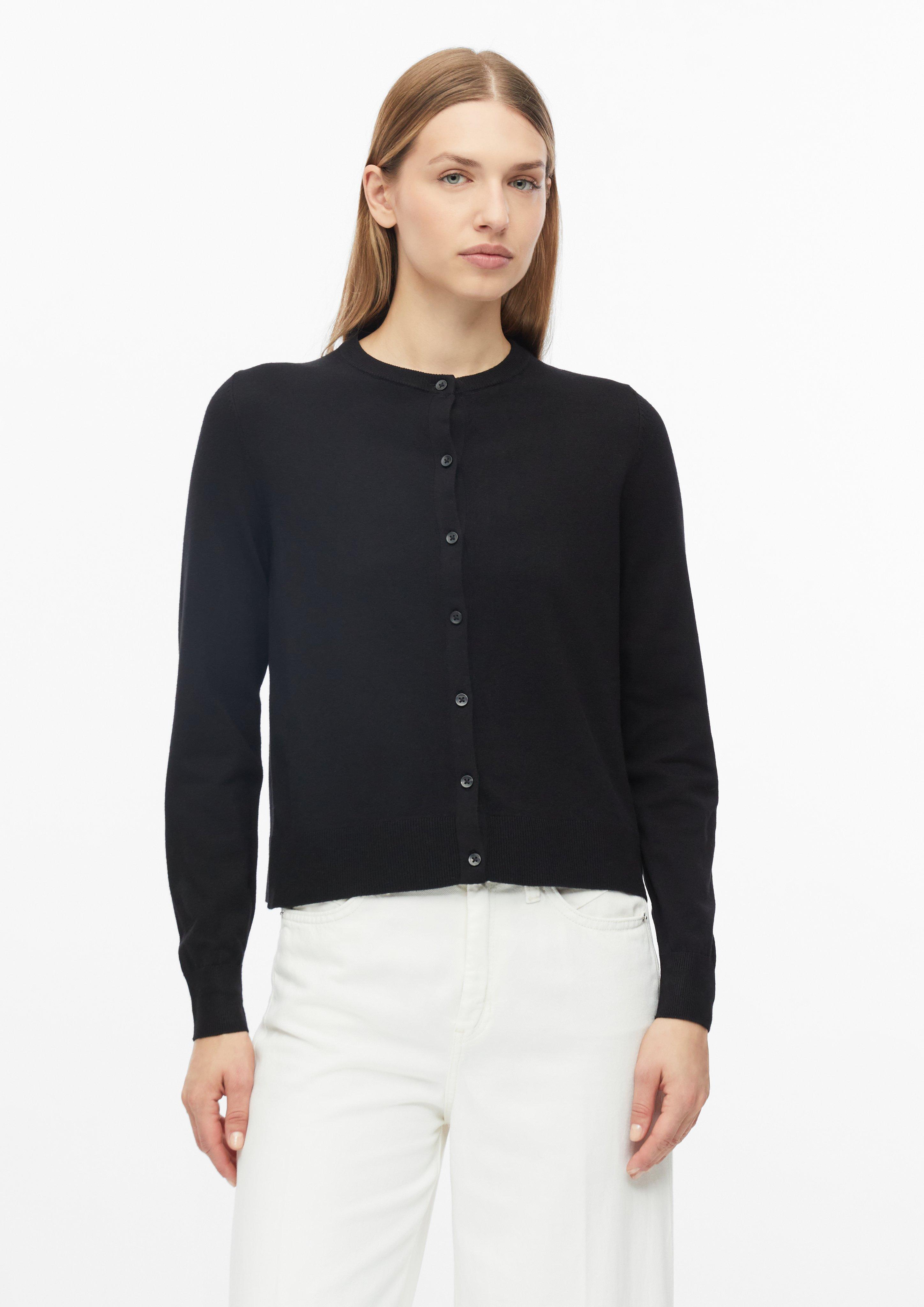Feinstrickjacke mit Rippbündchen in Farbe schwarz von s.Oliver