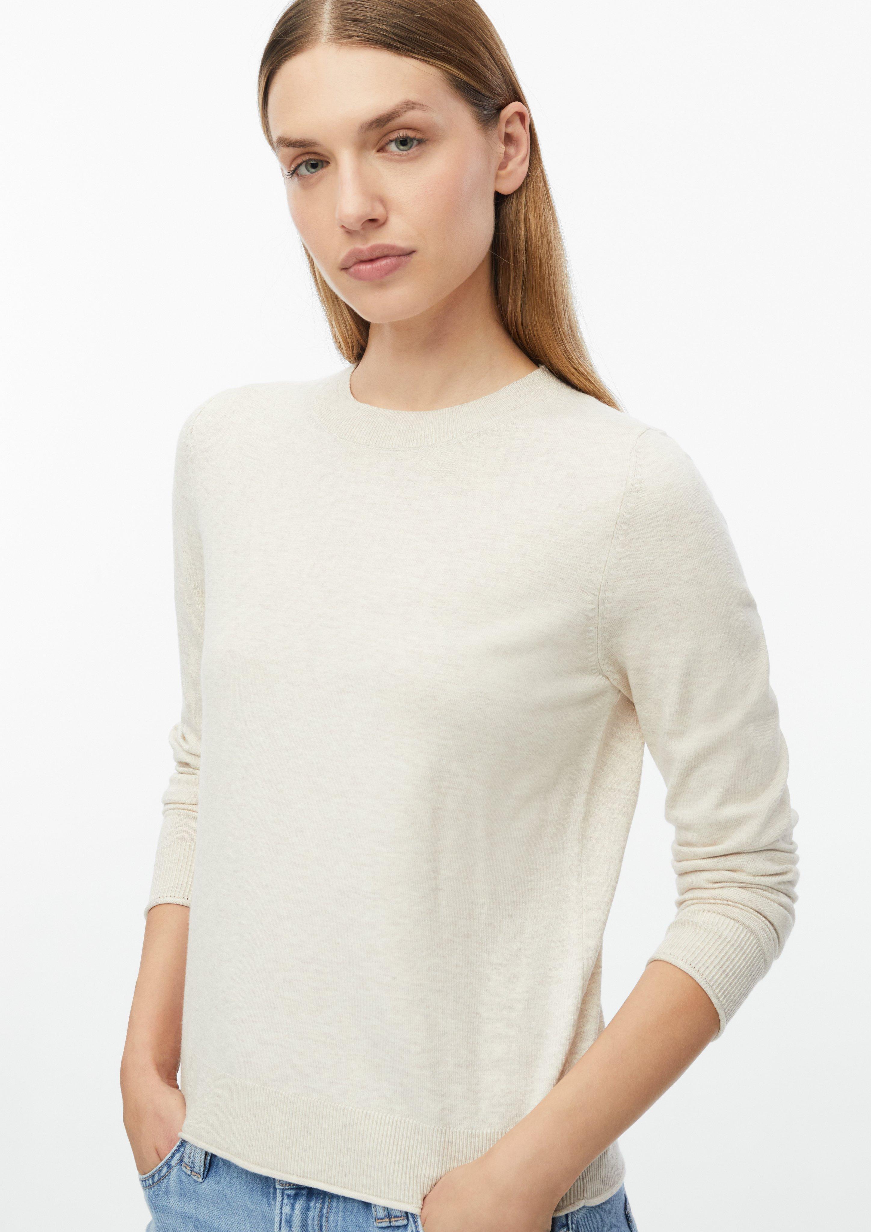 Femmes Pull en maille à coupe classique avec bords roulés à l'ourlet en beige de s.Oliver