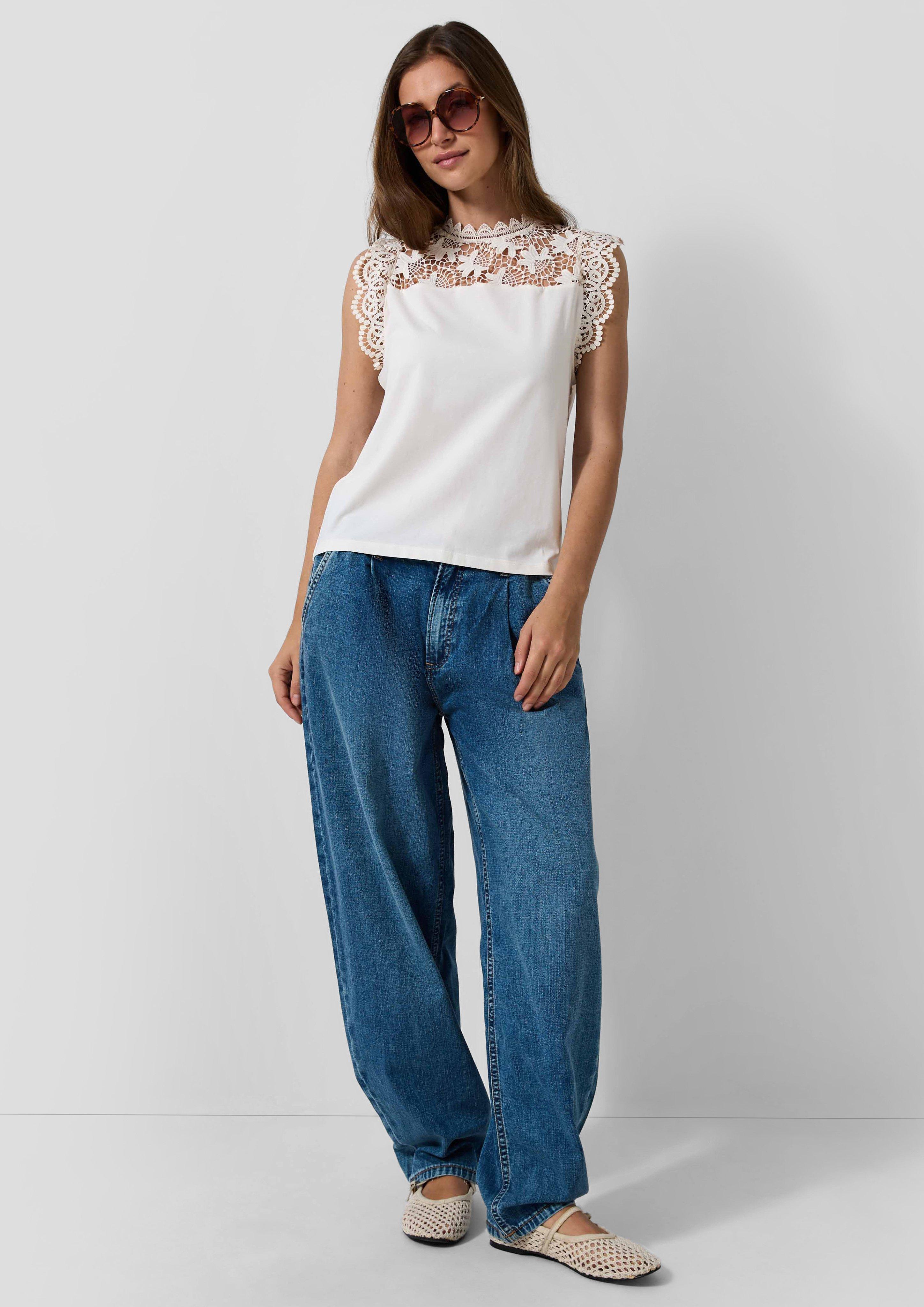 Femmes Jean Barrel / Coupe décontractée / Taille haute / Jambe évasée en bleu de QS