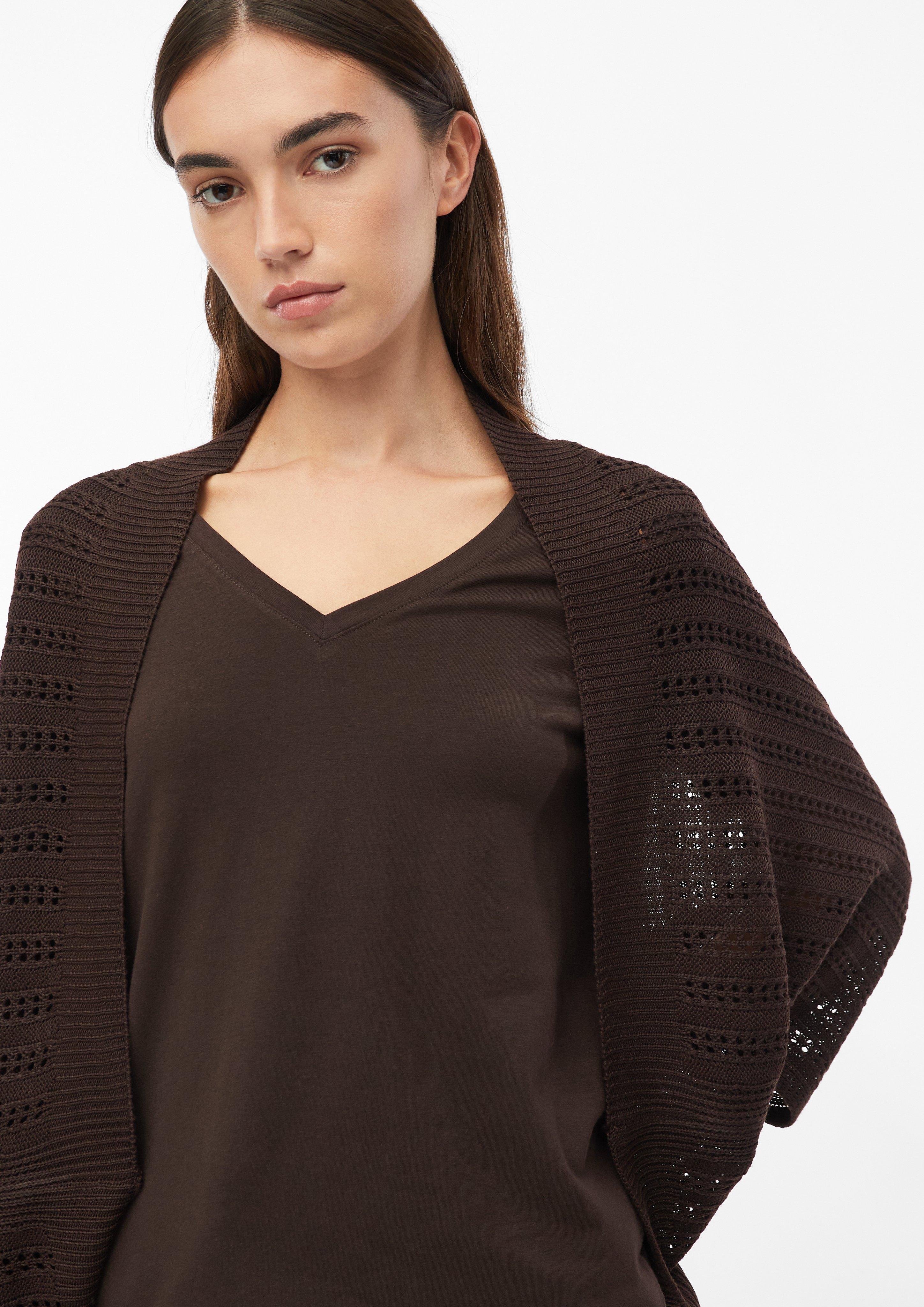 Dames Poncho voor binnen van ajourbreisel in bruin van s.Oliver