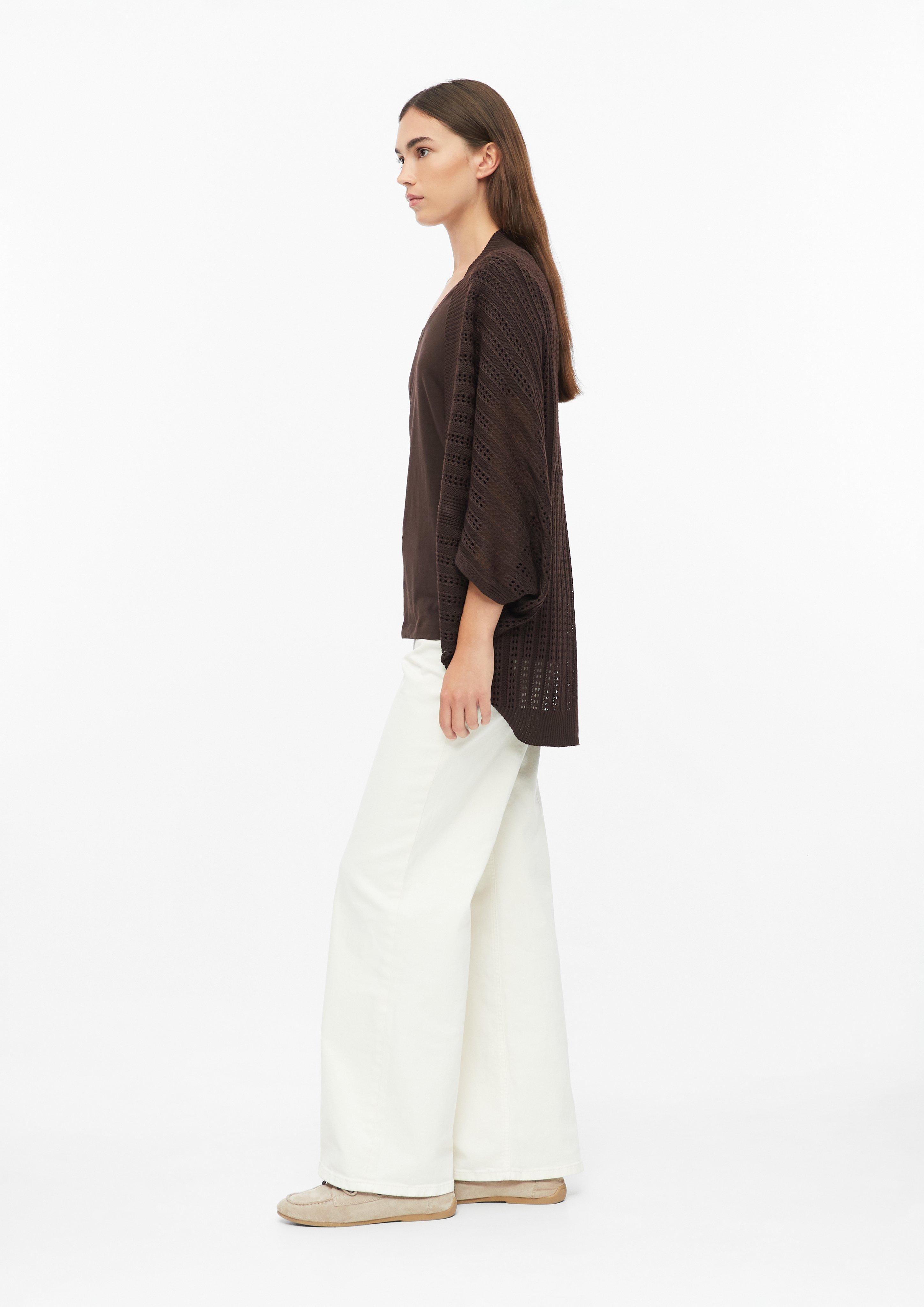 Dames Poncho voor binnen van ajourbreisel in bruin van s.Oliver
