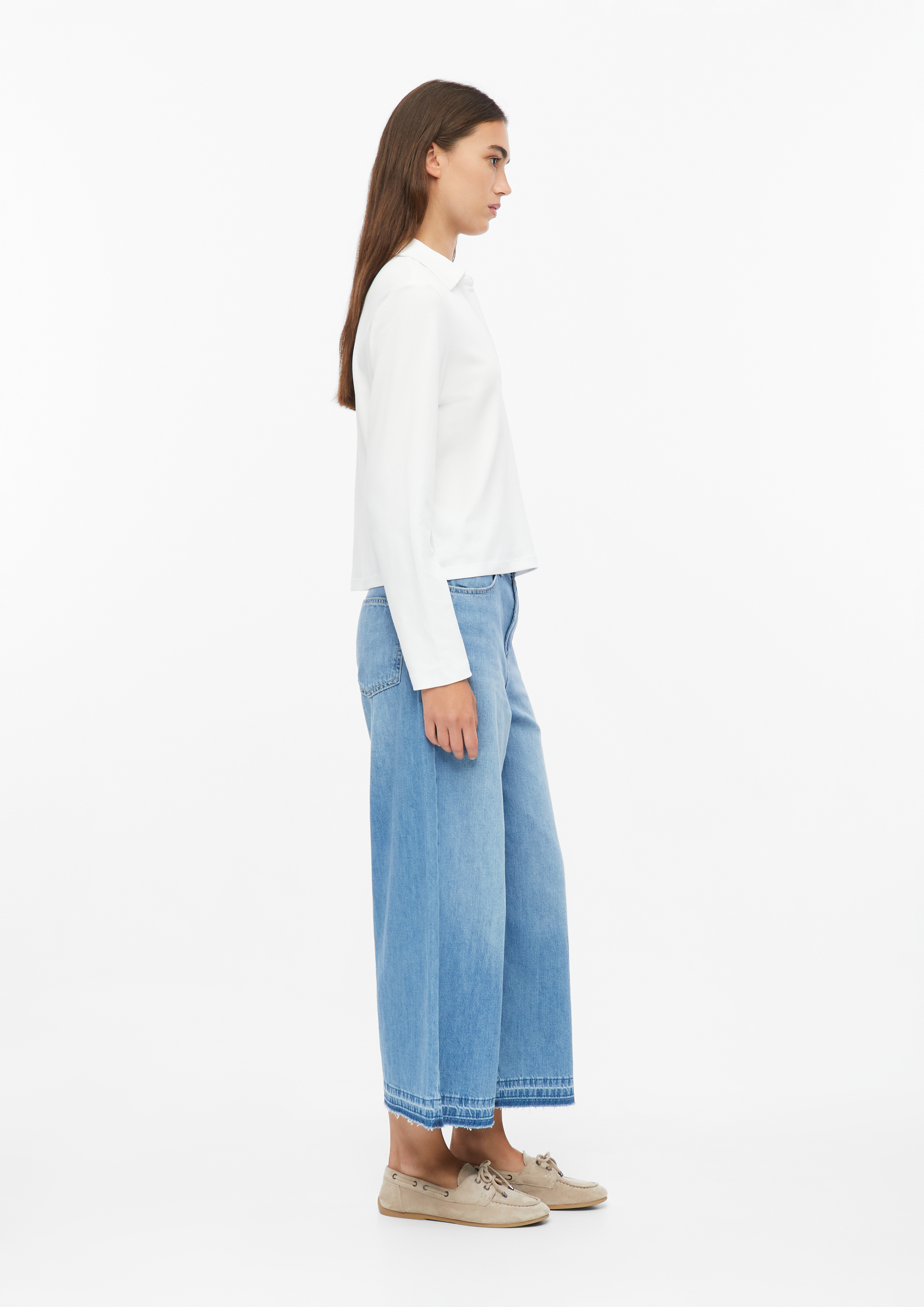 Femmes T-shirt en interlock à col polo en blanc de s.Oliver