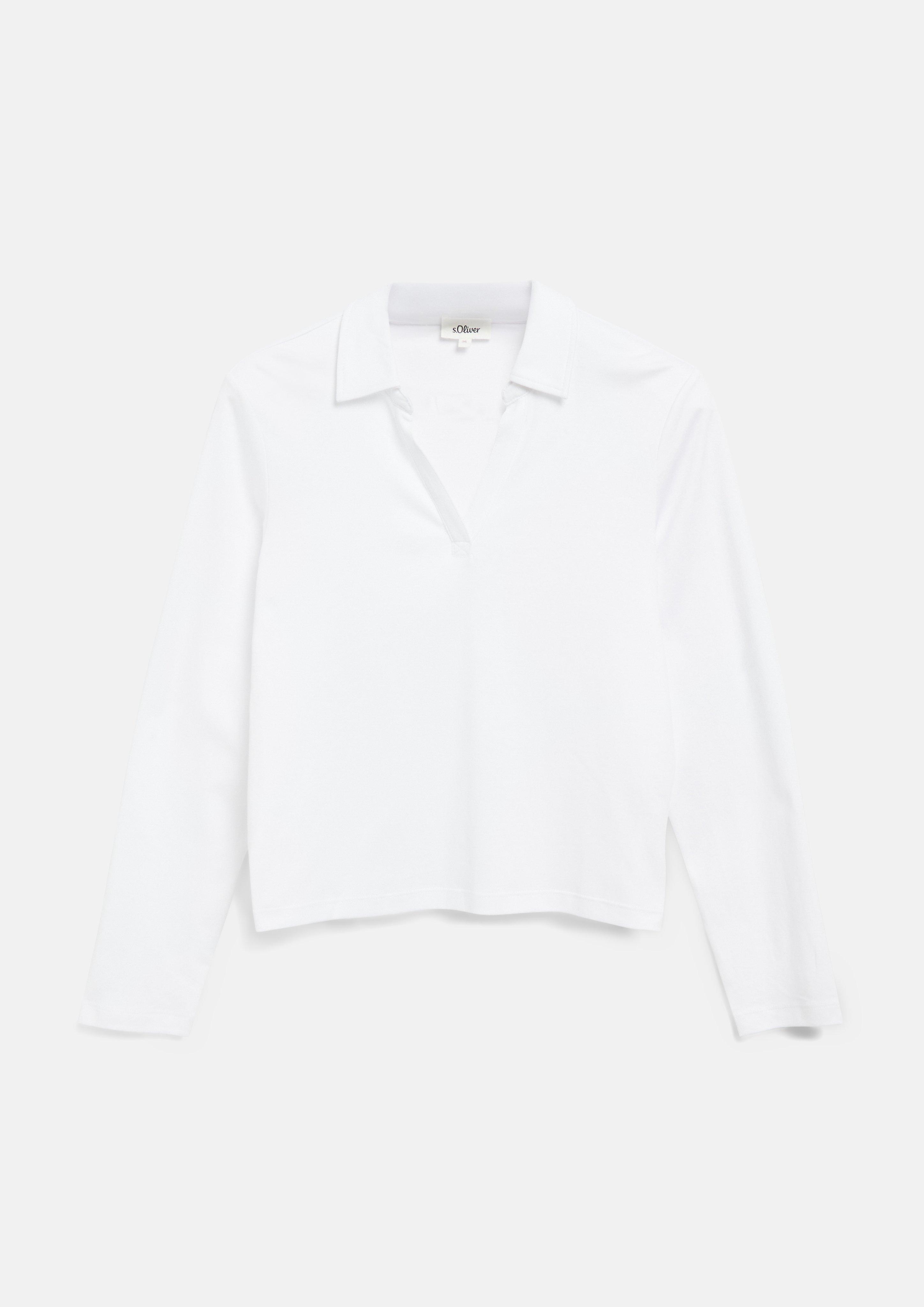 Interlock-Shirt mit Polokragen in Farbe weiß von s.Oliver