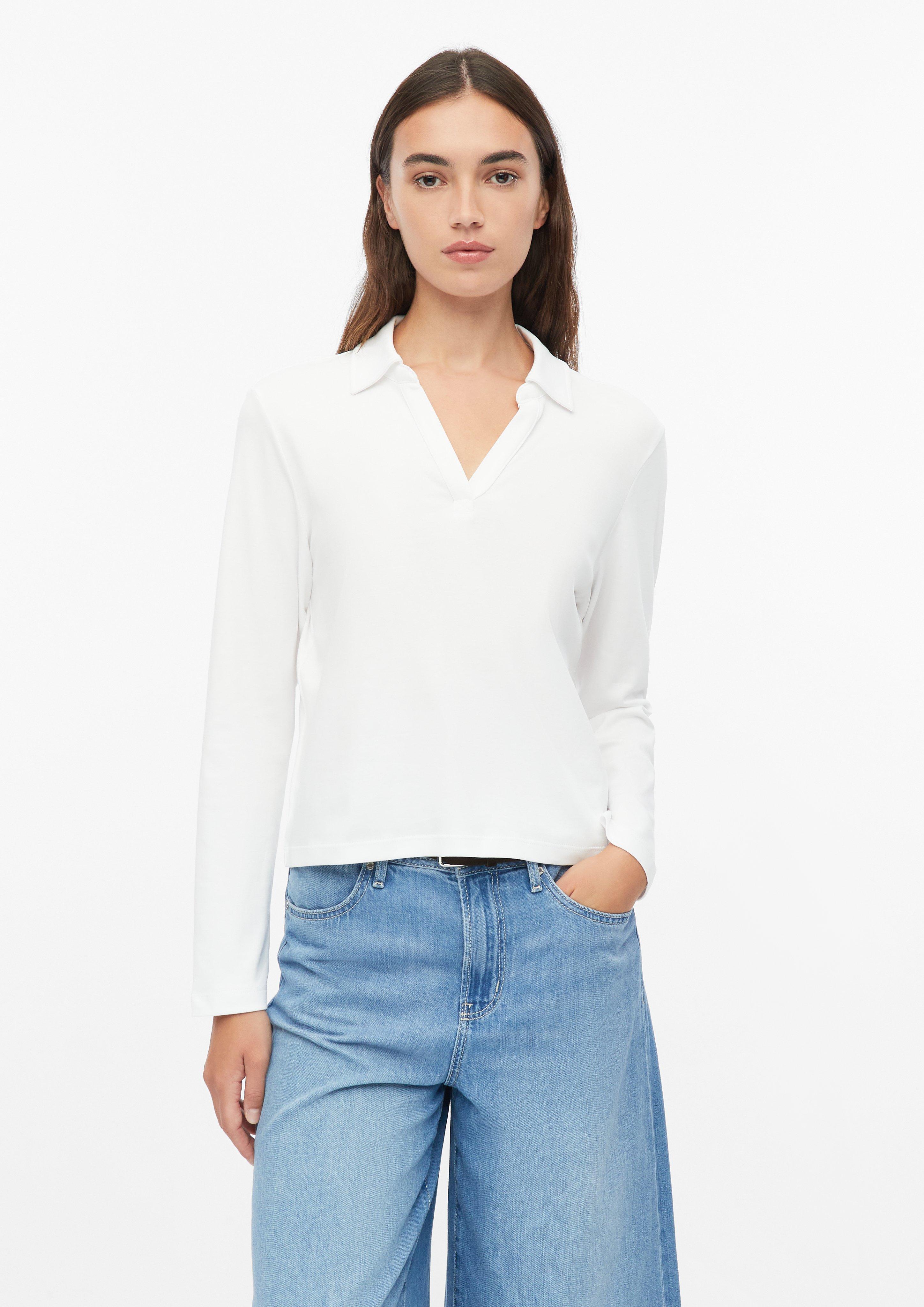Interlock-Shirt mit Polokragen in Farbe weiß von s.Oliver