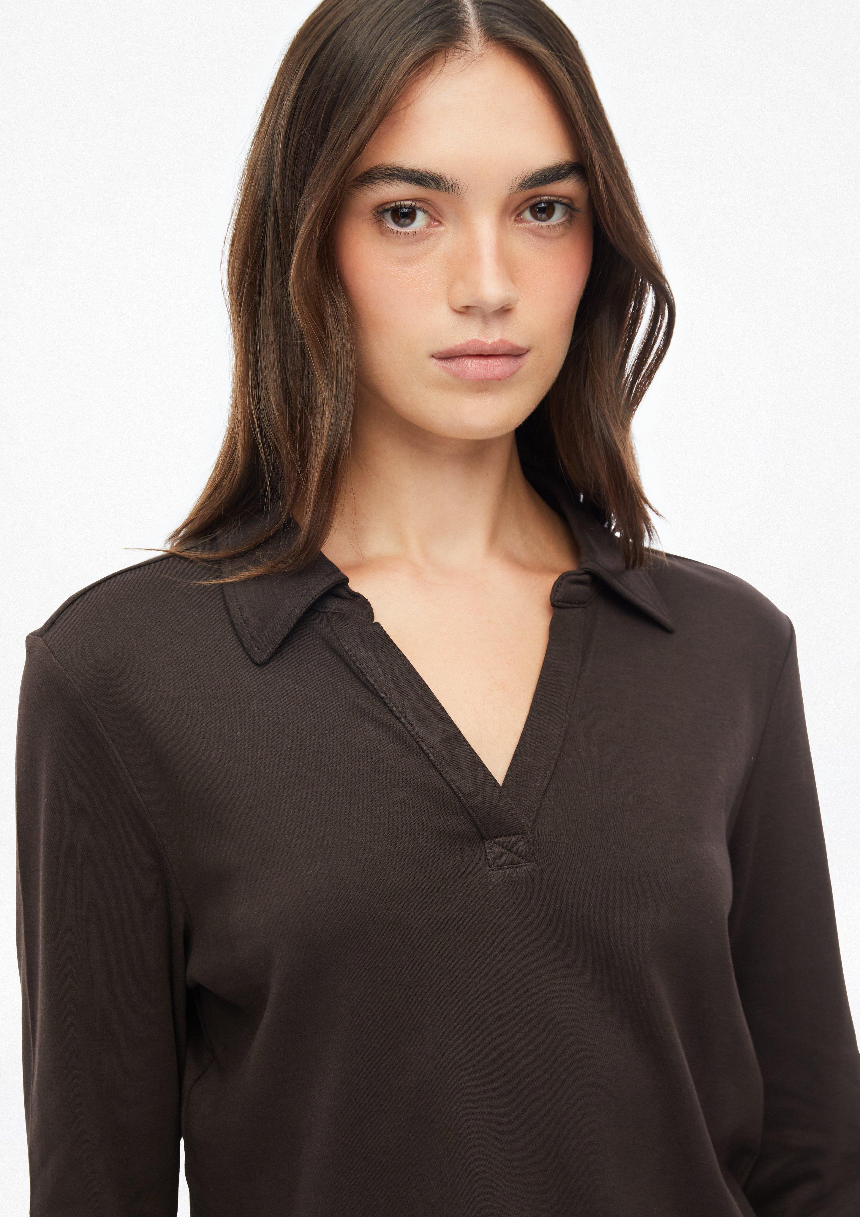 Femmes T-shirt en interlock à col polo en brun de s.Oliver