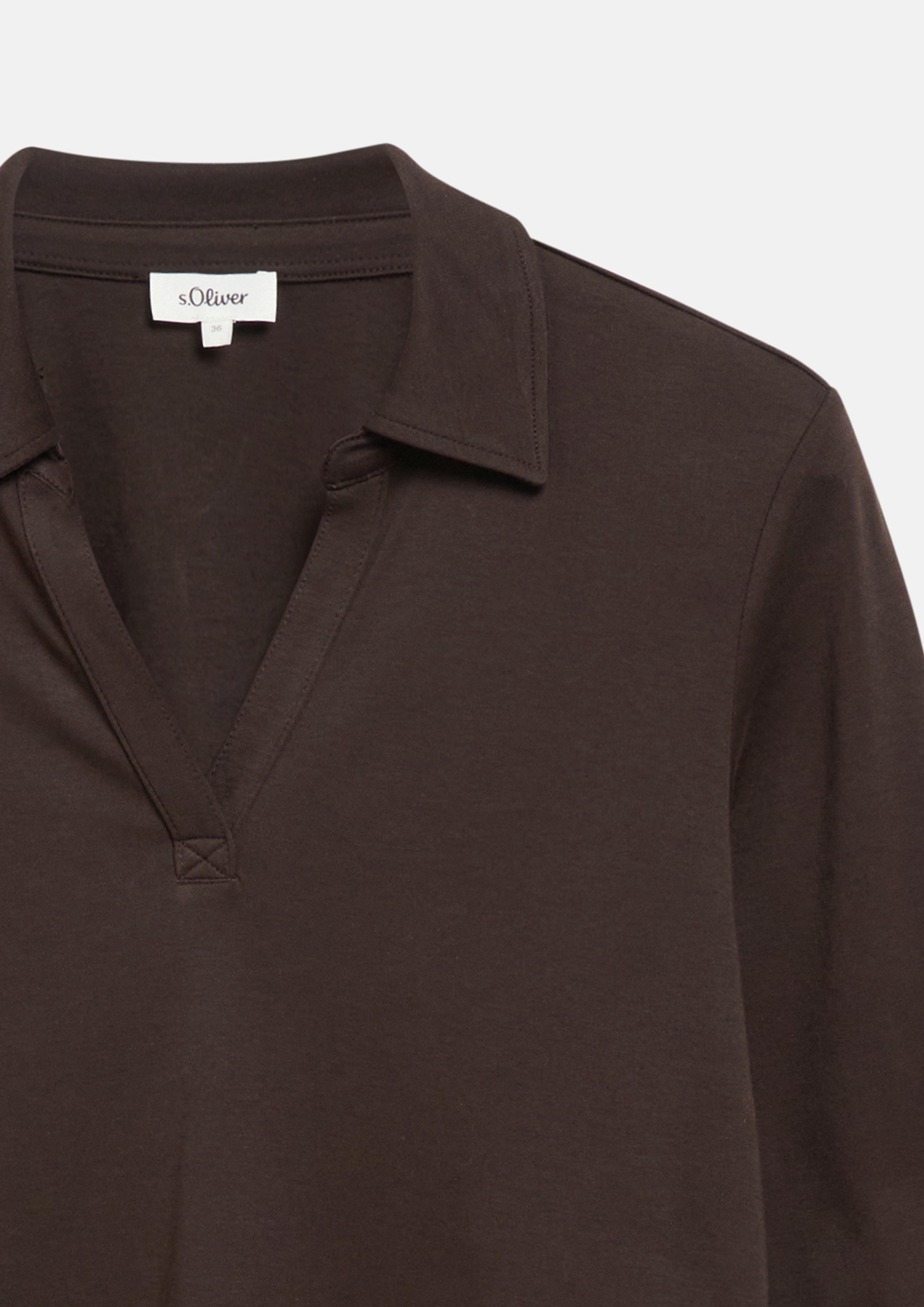 Femmes T-shirt en interlock à col polo en brun de s.Oliver