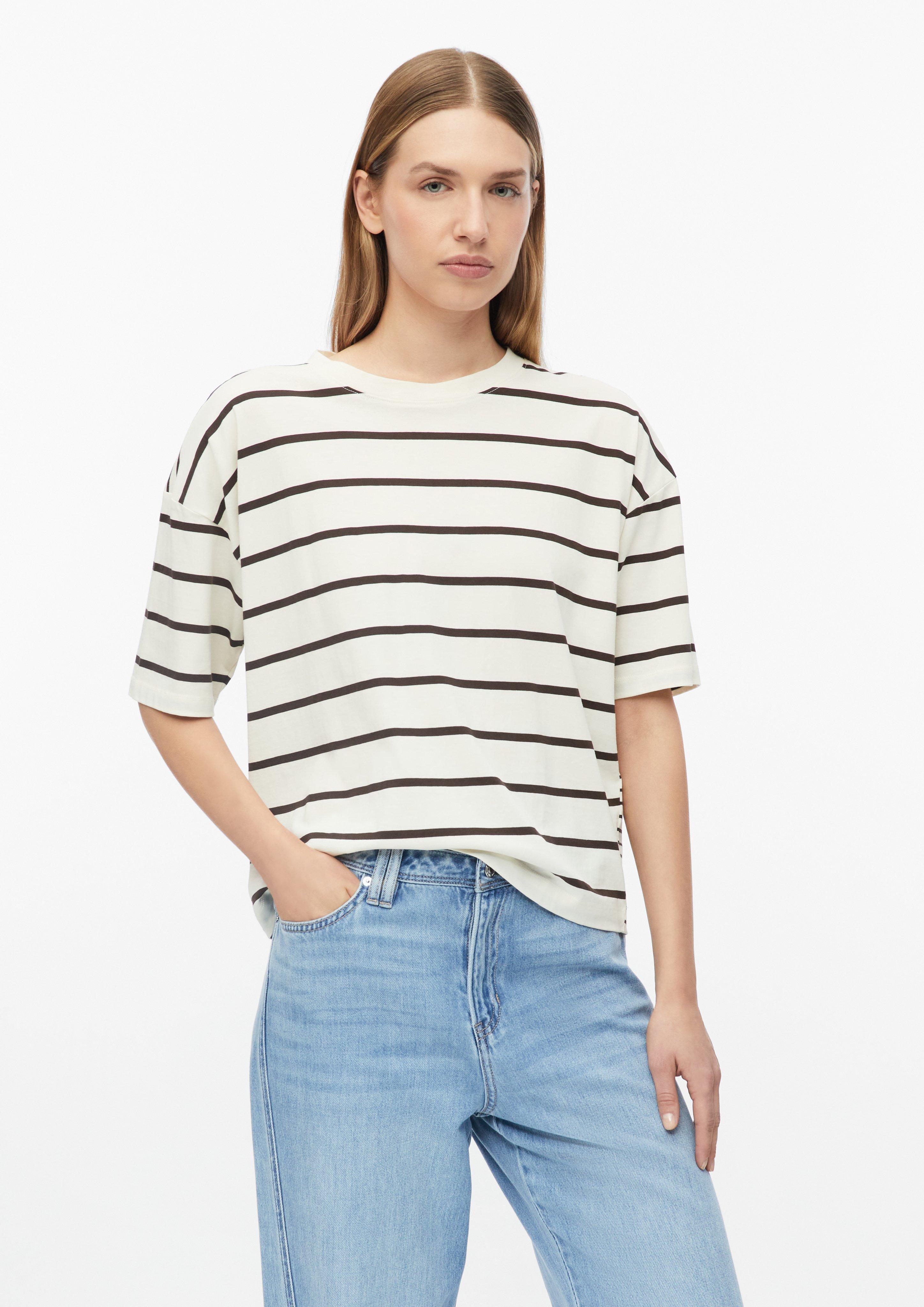 Damen Streifenmix-T-Shirt im Relaxed Fit in dunkelbraun von s.Oliver