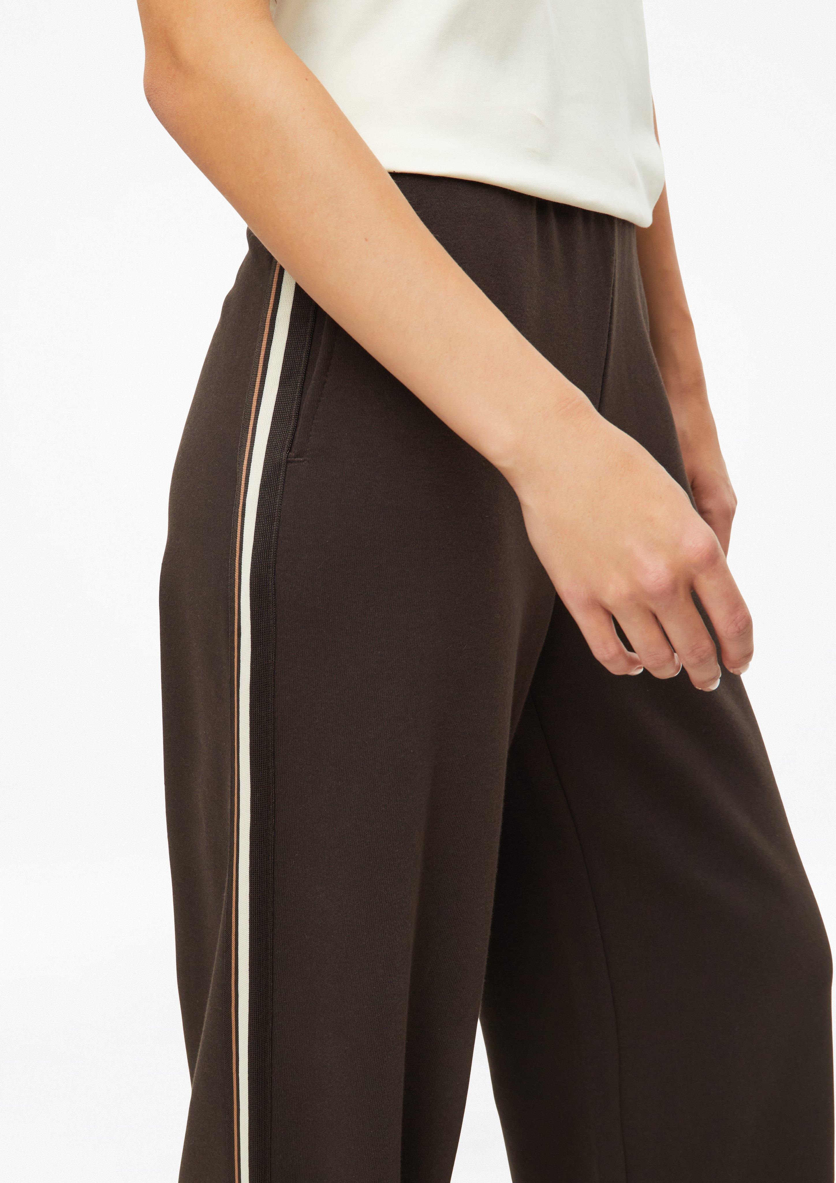 Femmes Pantalon à jambes larges en jersey interlock en brun de s.Oliver