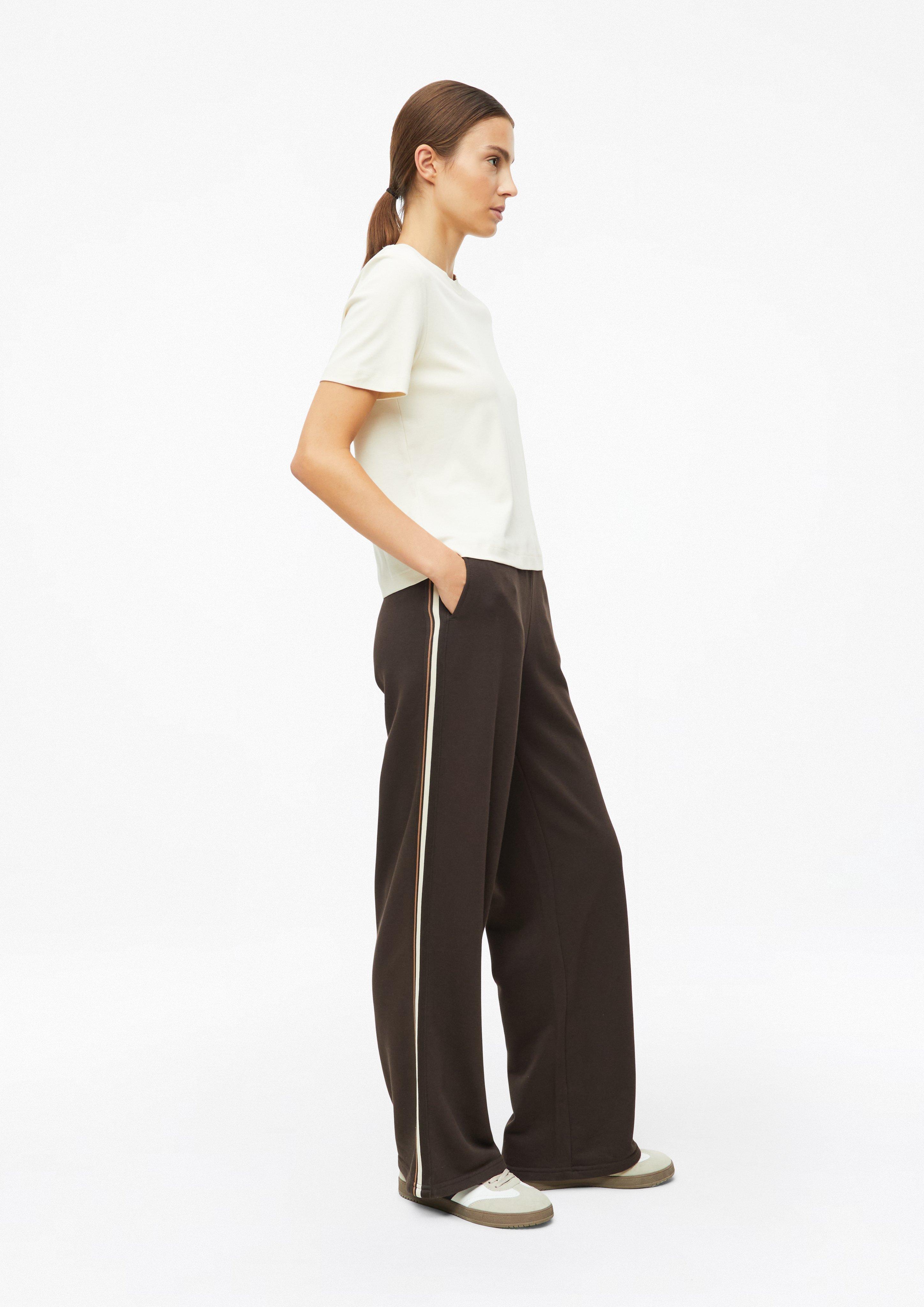Femmes Pantalon à jambes larges en jersey interlock en brun de s.Oliver