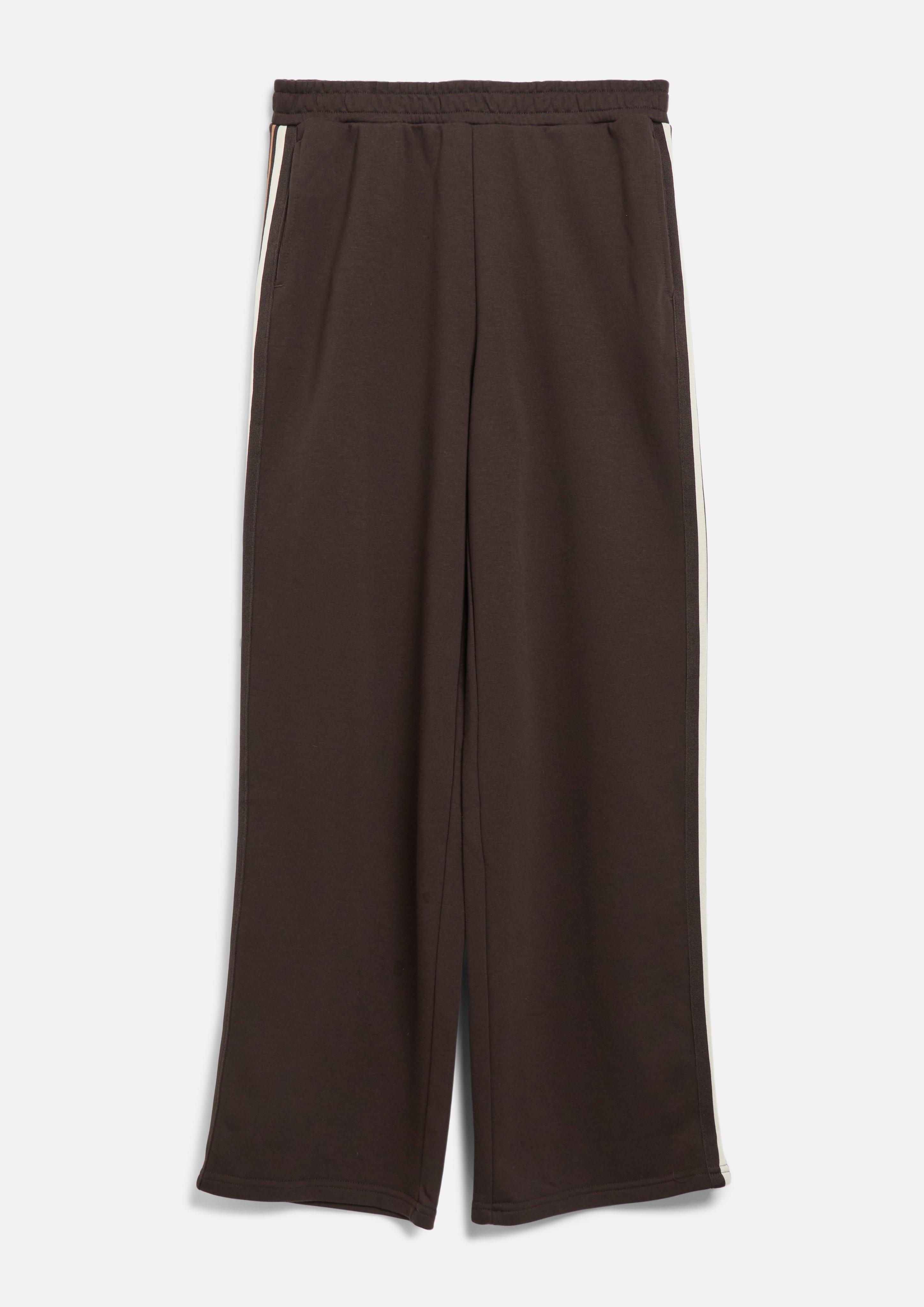 Femmes Pantalon à jambes larges en jersey interlock en marron foncé de s.Oliver