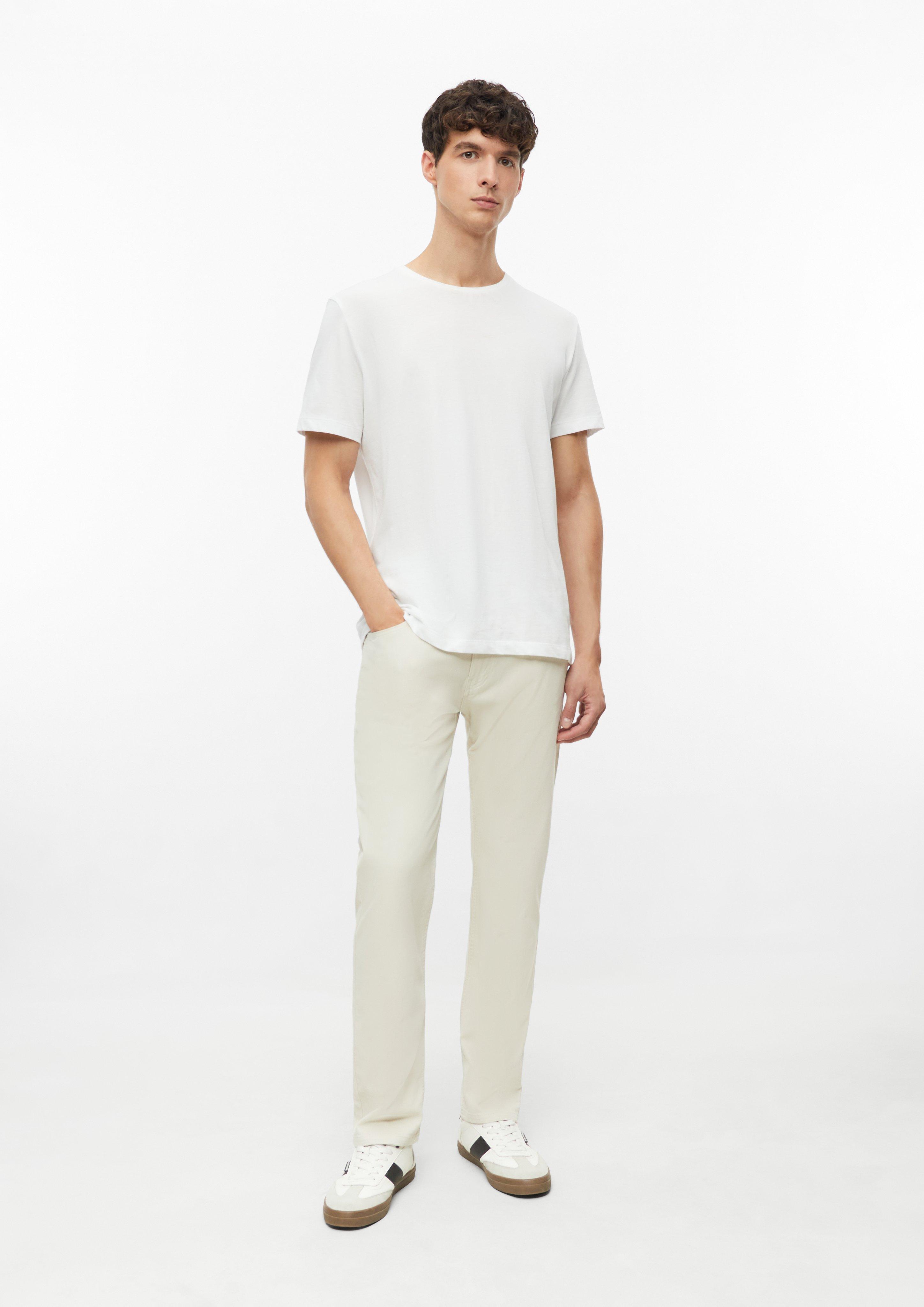 Benito-broek / rechte pasvorm / middelhoge taille / gestructureerde stretchstof in beige van s.Oliver
