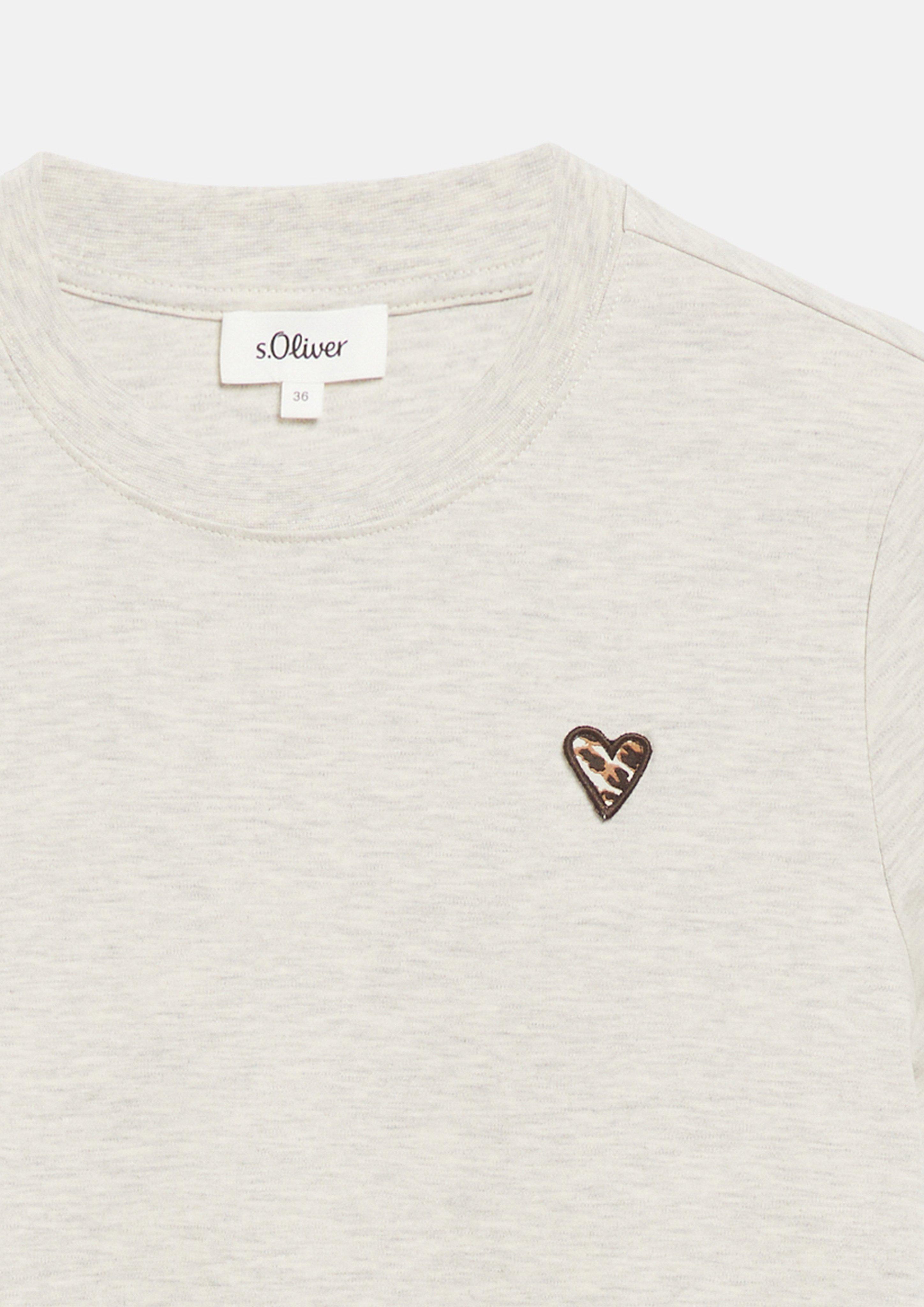 Dames T-shirt met luipaardhart in beige van s.Oliver
