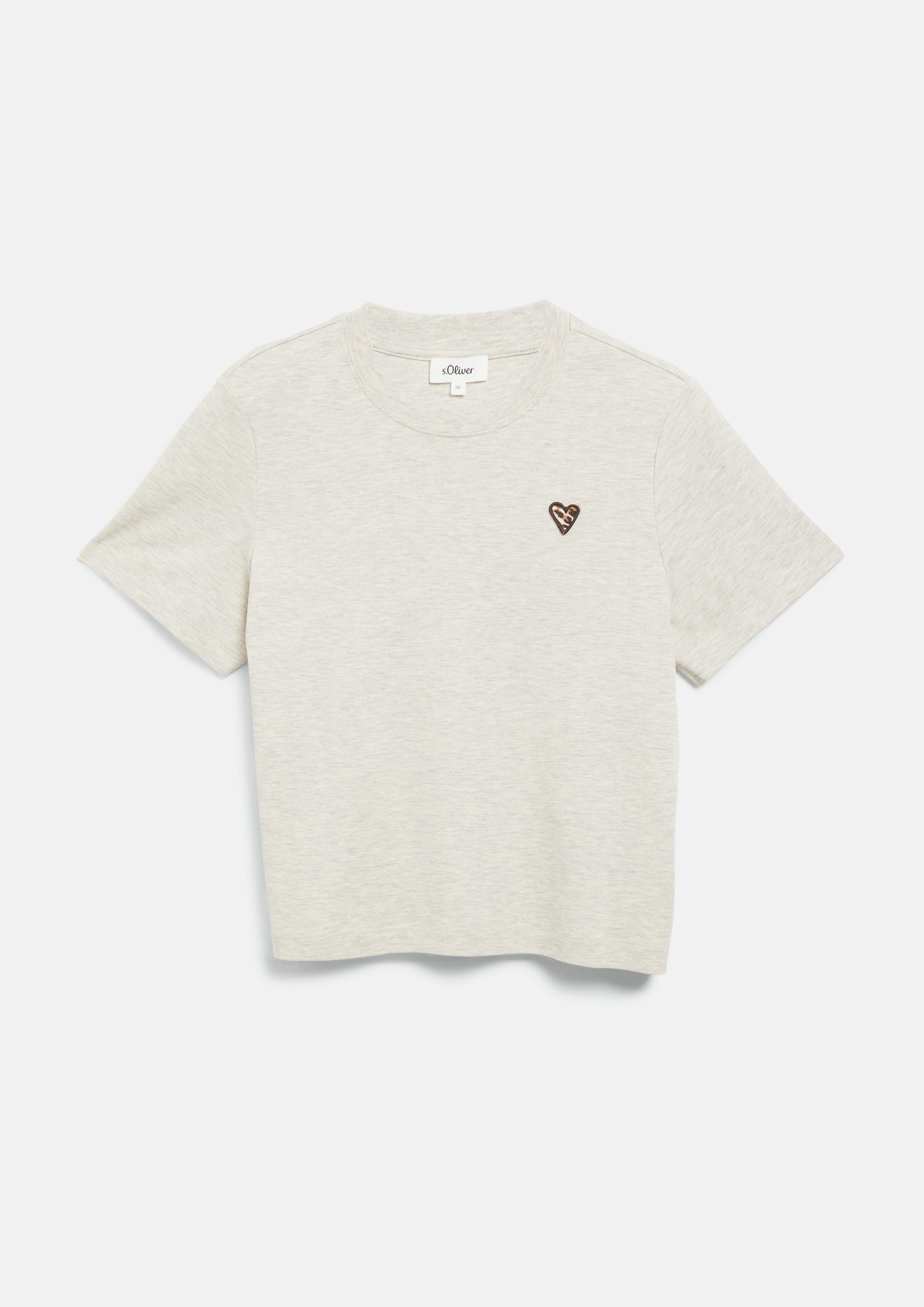 Damen T-Shirt mit Leo-Herz in helles beige von s.Oliver