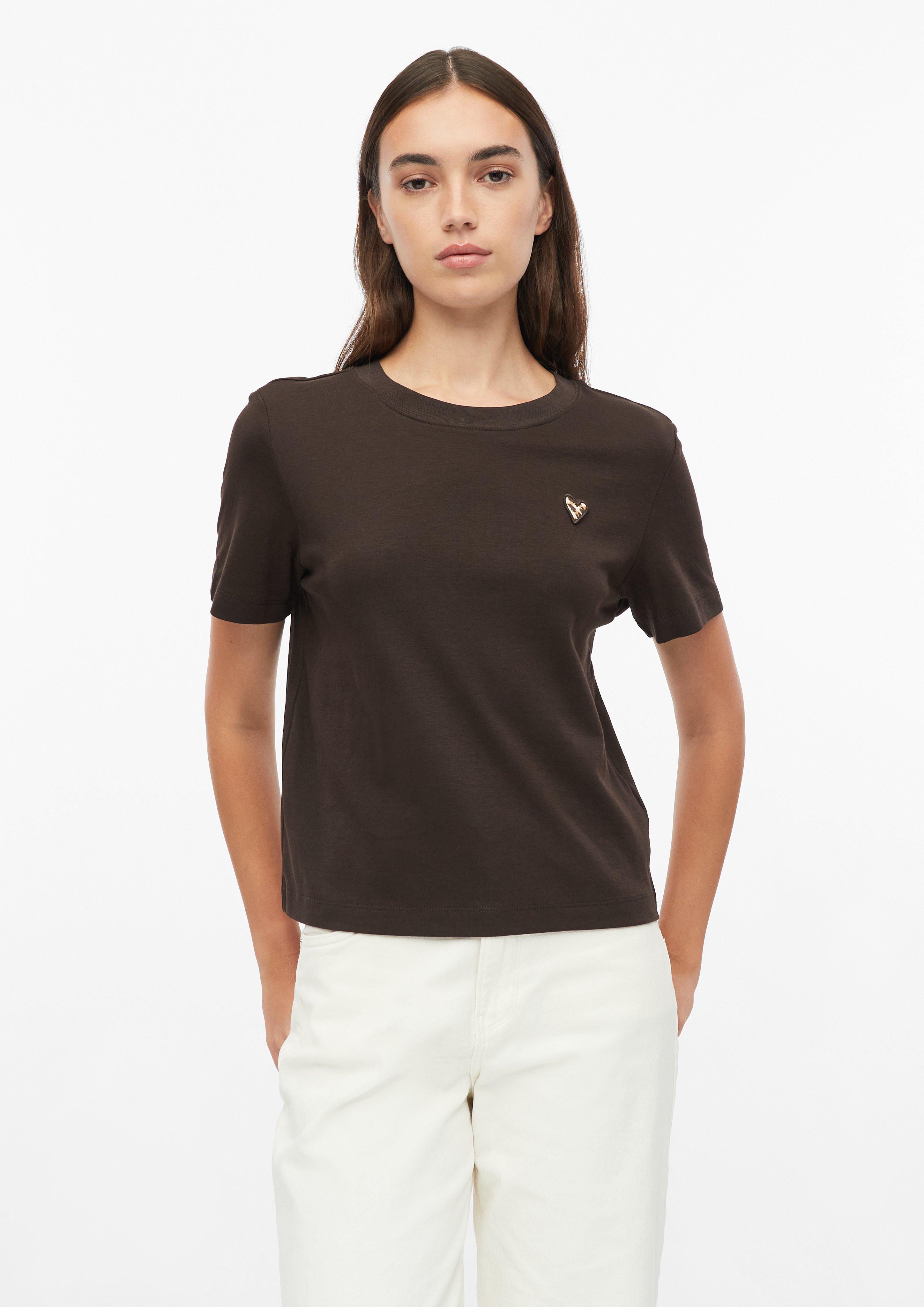 T-shirt with a leopard-print heart in dark brown by s.Oliver