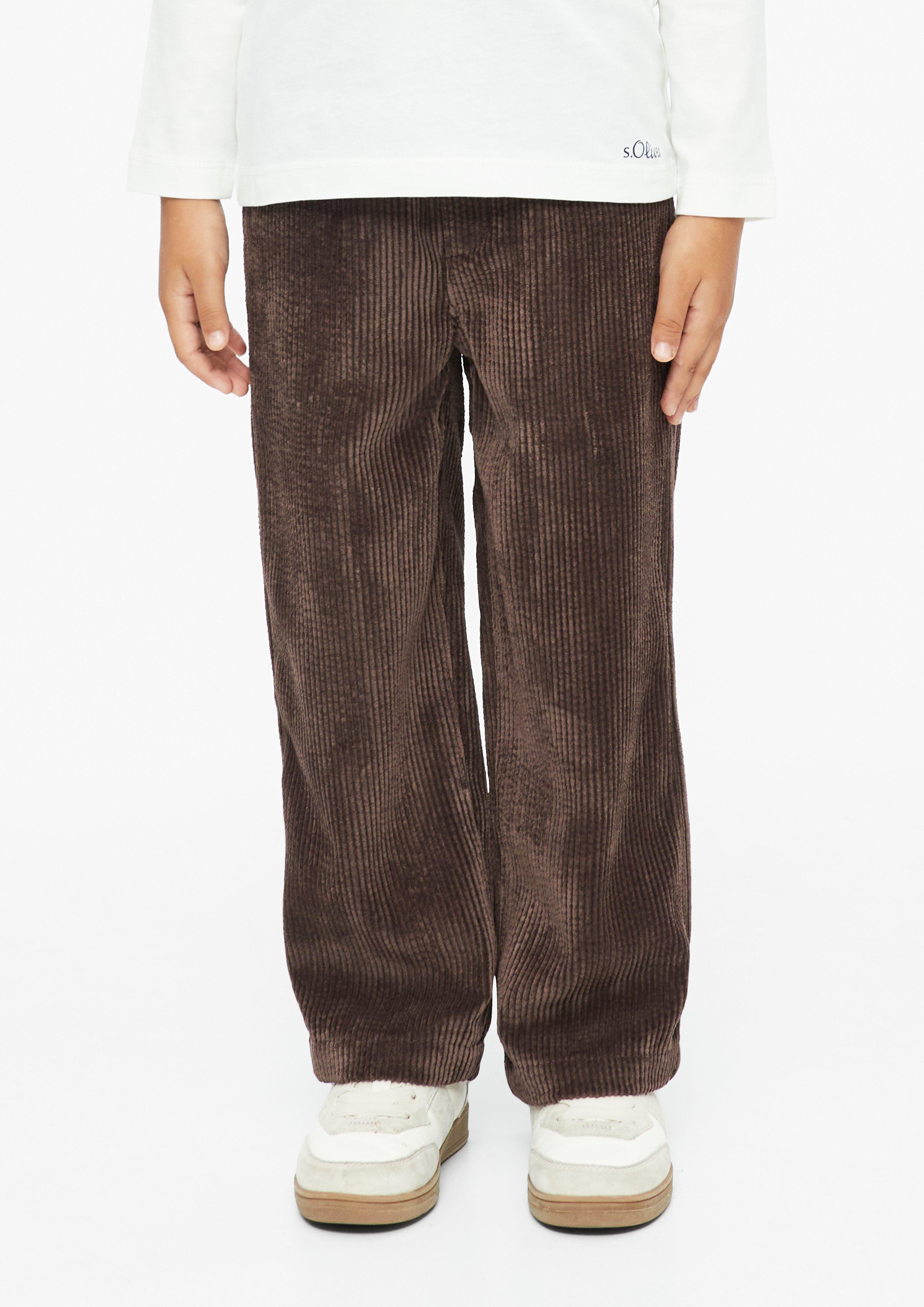Kinder Weiche Cord-Hose Baggy im Relaxed Fit mit Logo-Tape in braun von s.Oliver