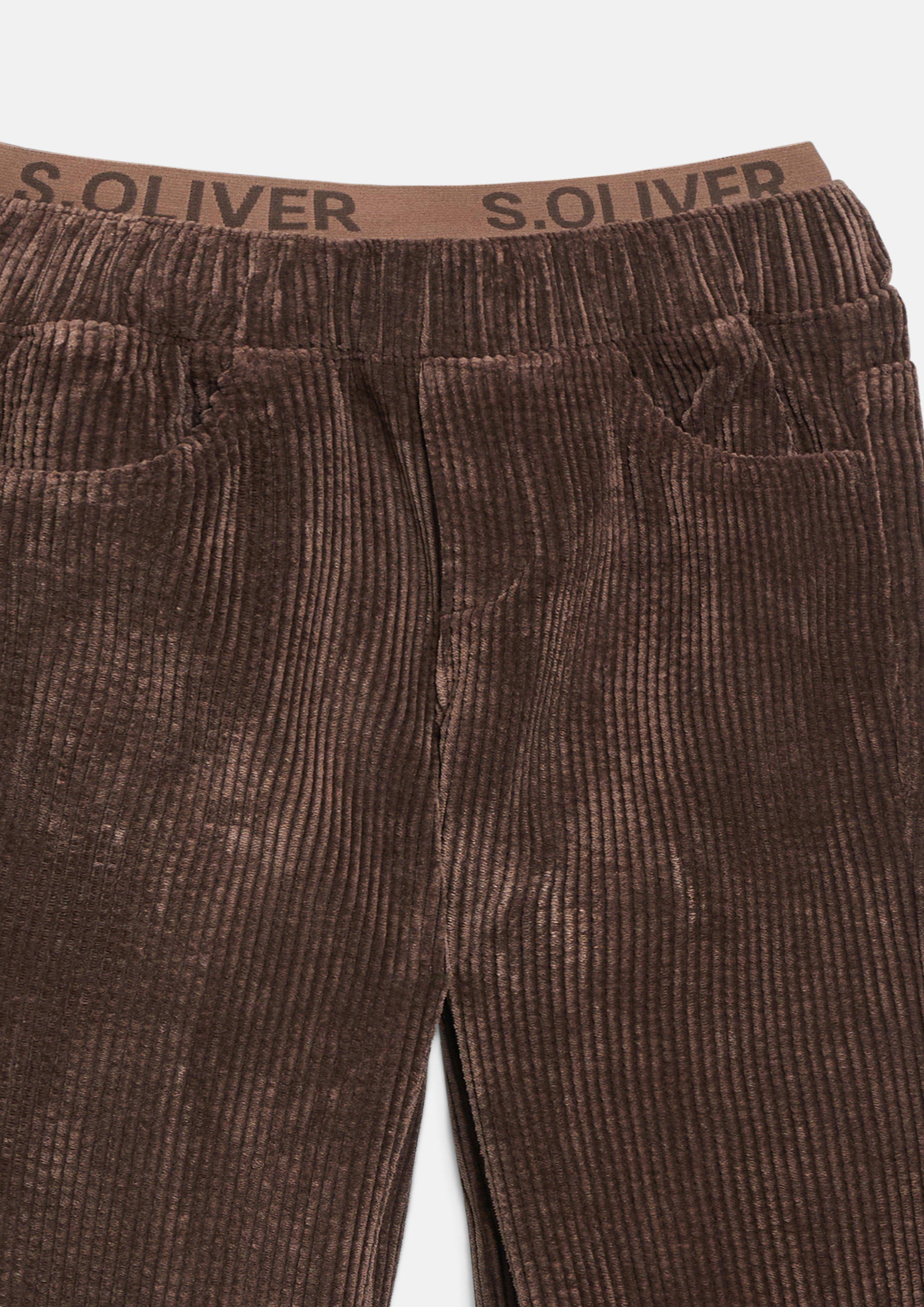 Kinder Weiche Cord-Hose Baggy im Relaxed Fit mit Logo-Tape in braun von s.Oliver