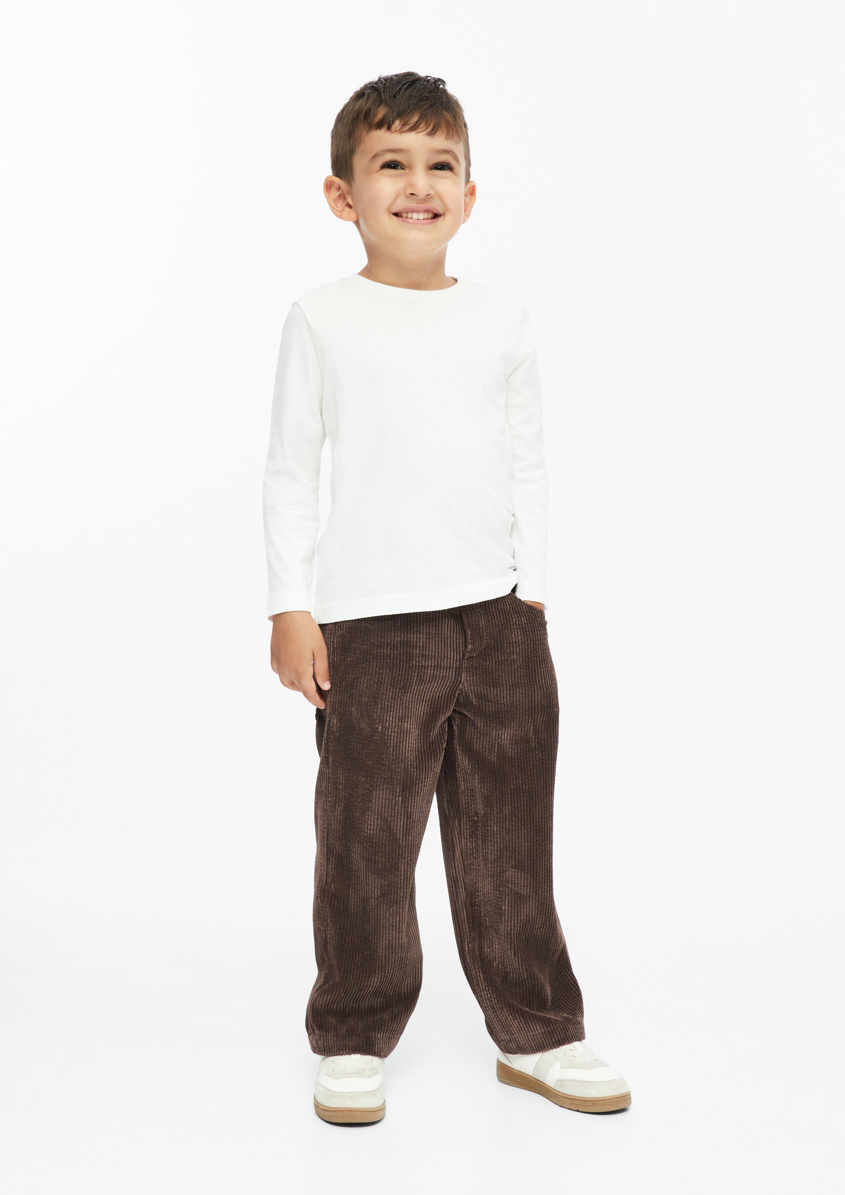 Kinder Weiche Cord-Hose Baggy im Relaxed Fit mit Logo-Tape in braun von s.Oliver