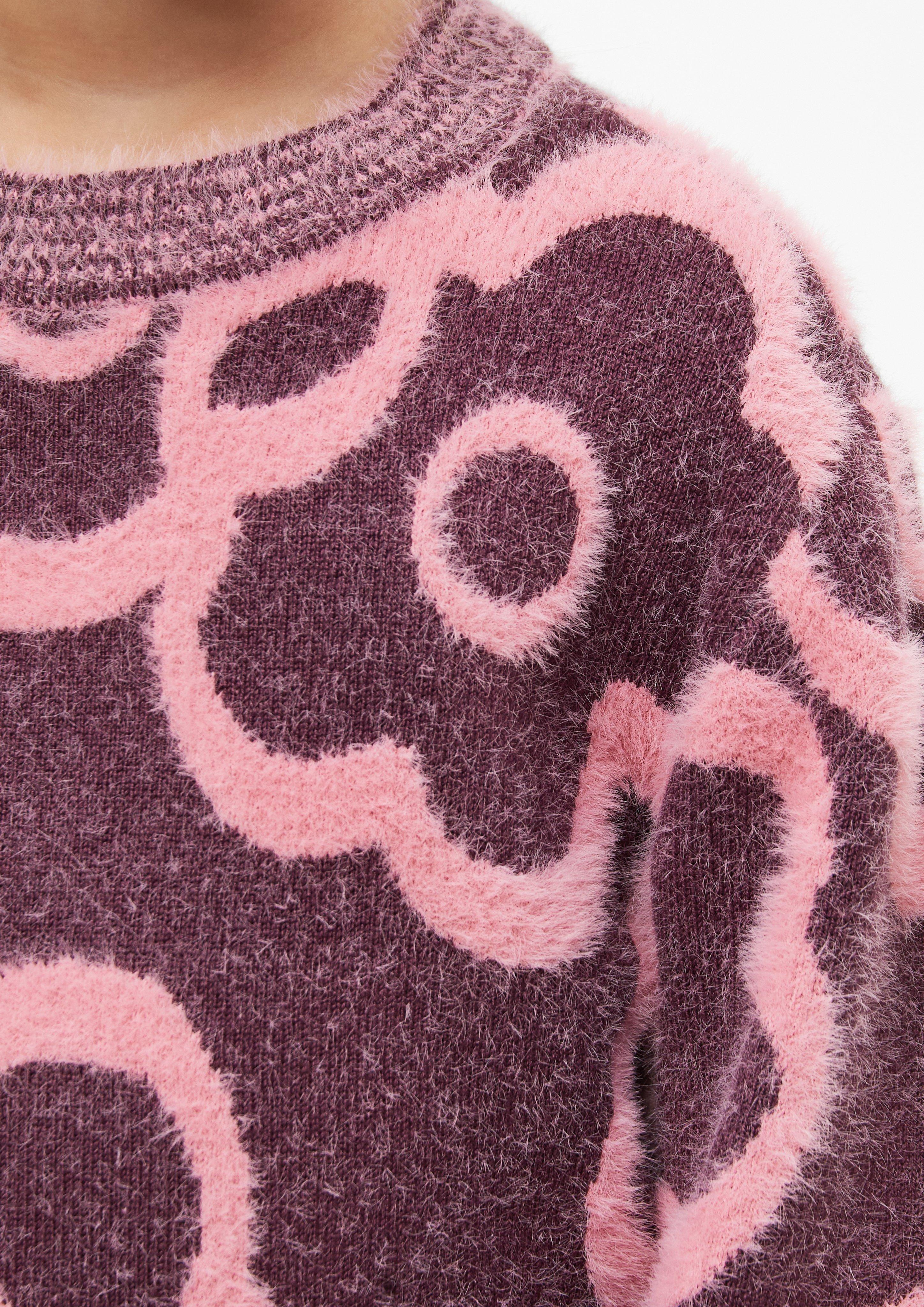 Kids Cozy Knit Sweater with Floral Pattern in pink by s.Oliver