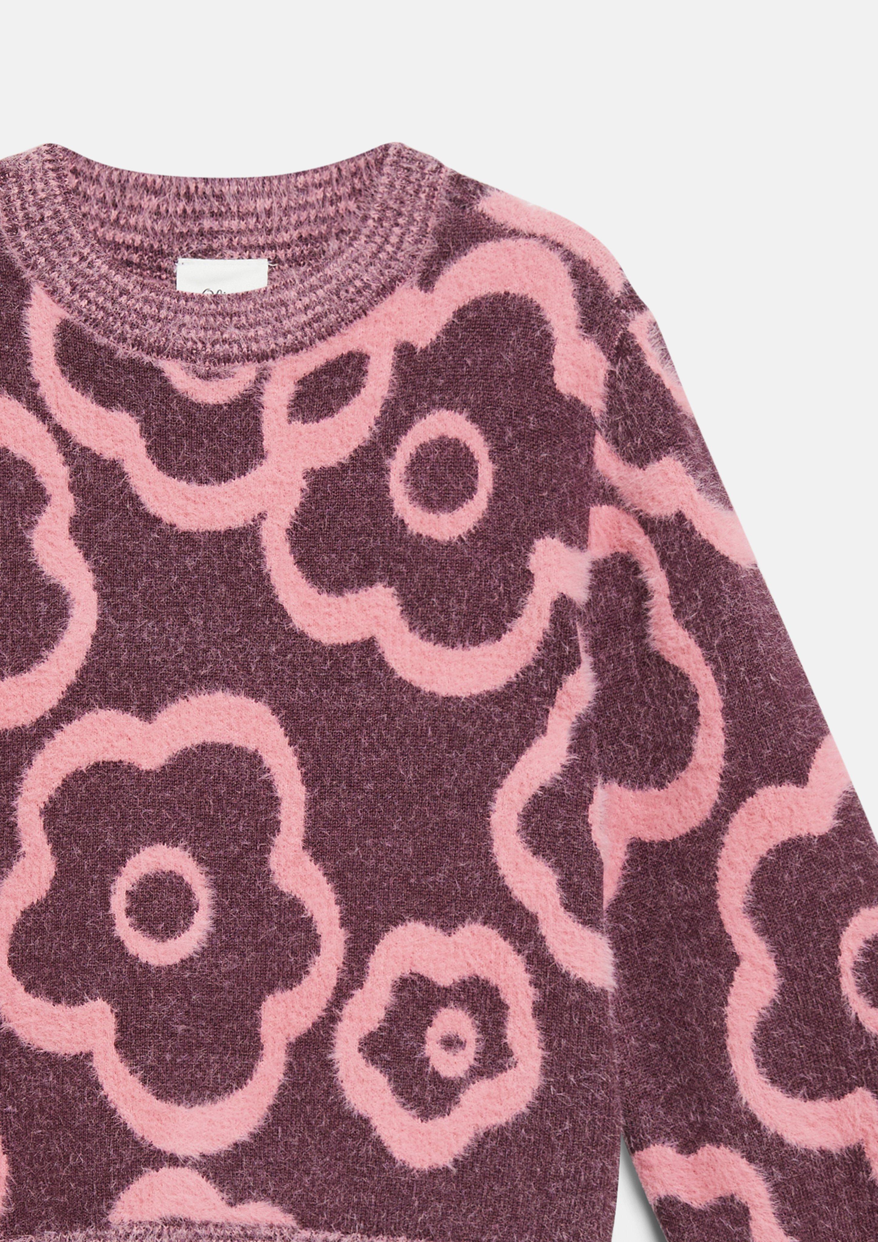 Kids Cozy Knit Sweater with Floral Pattern in pink by s.Oliver