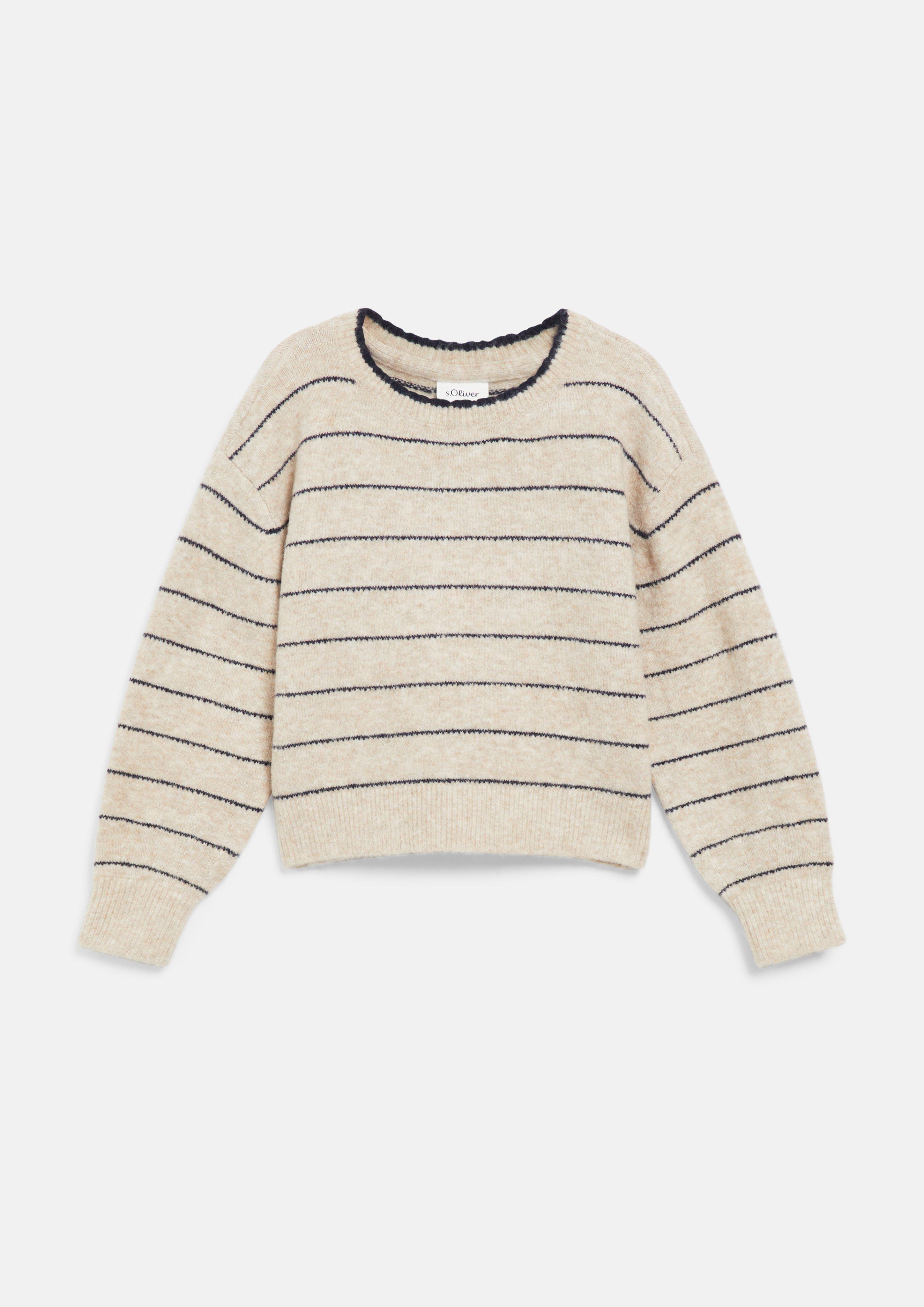 Kinder Flauschiger Strickpullover im Loose Fit in beige von s.Oliver