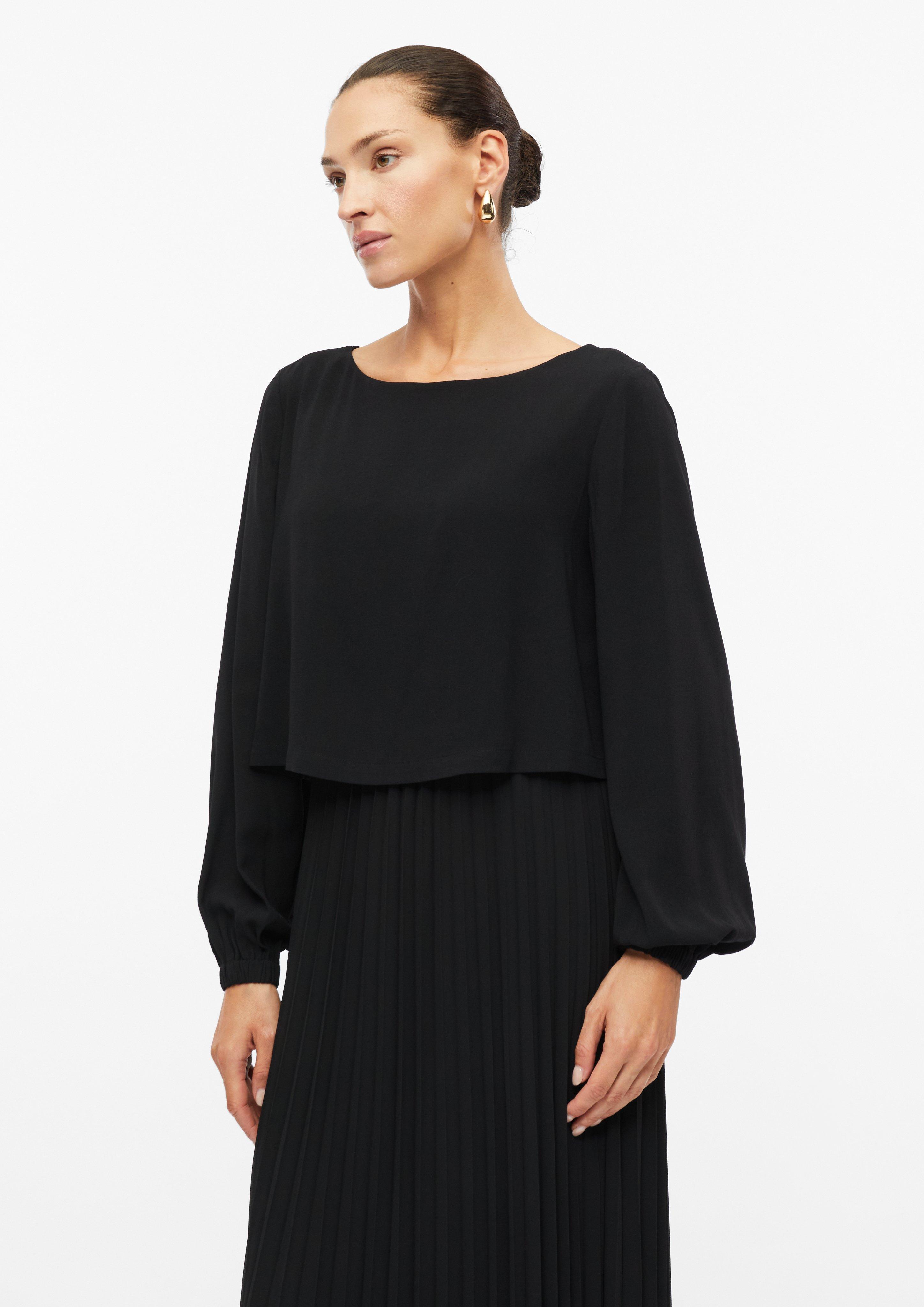 Women Midi dress made of chiffon crepe with a layered effect in black by s.Oliver BLACK LABEL