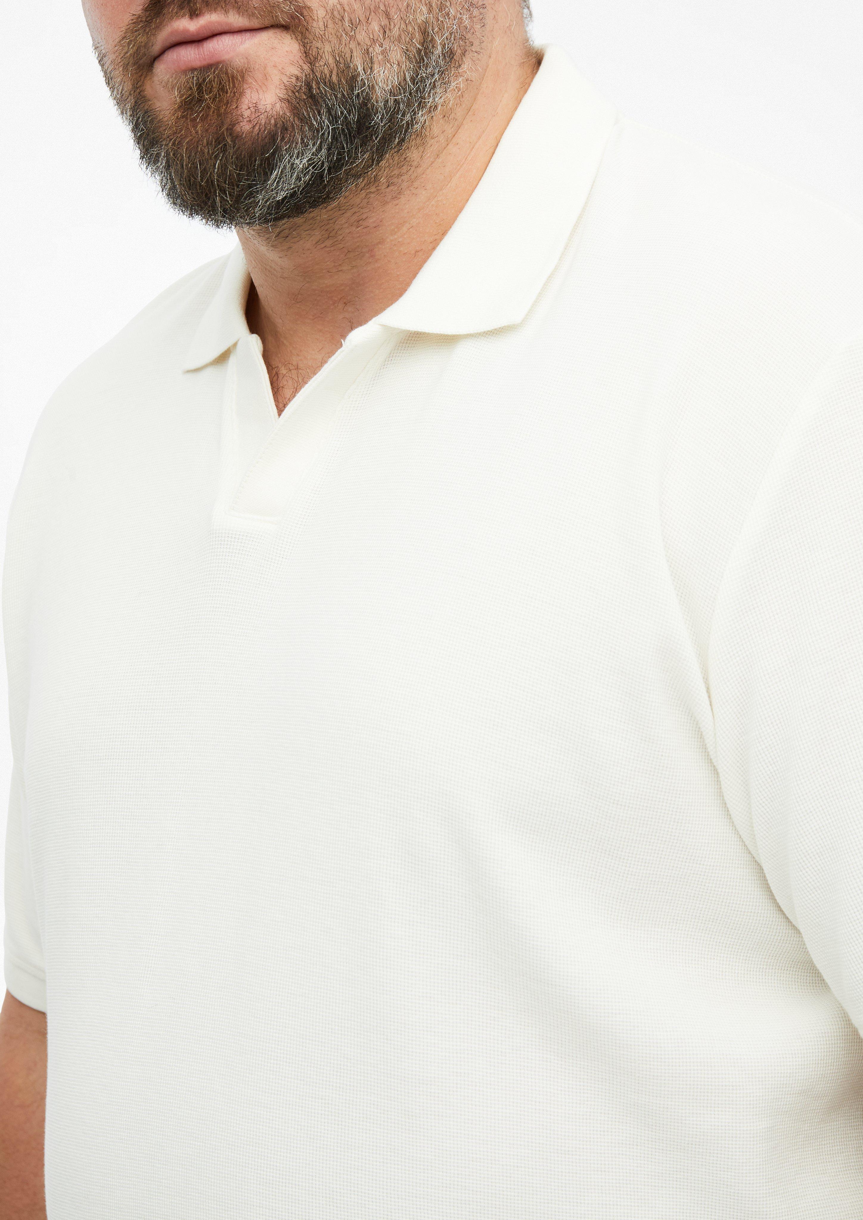 Heren Gestructureerd poloshirt met boorden in wit van s.Oliver Men Big Sizes