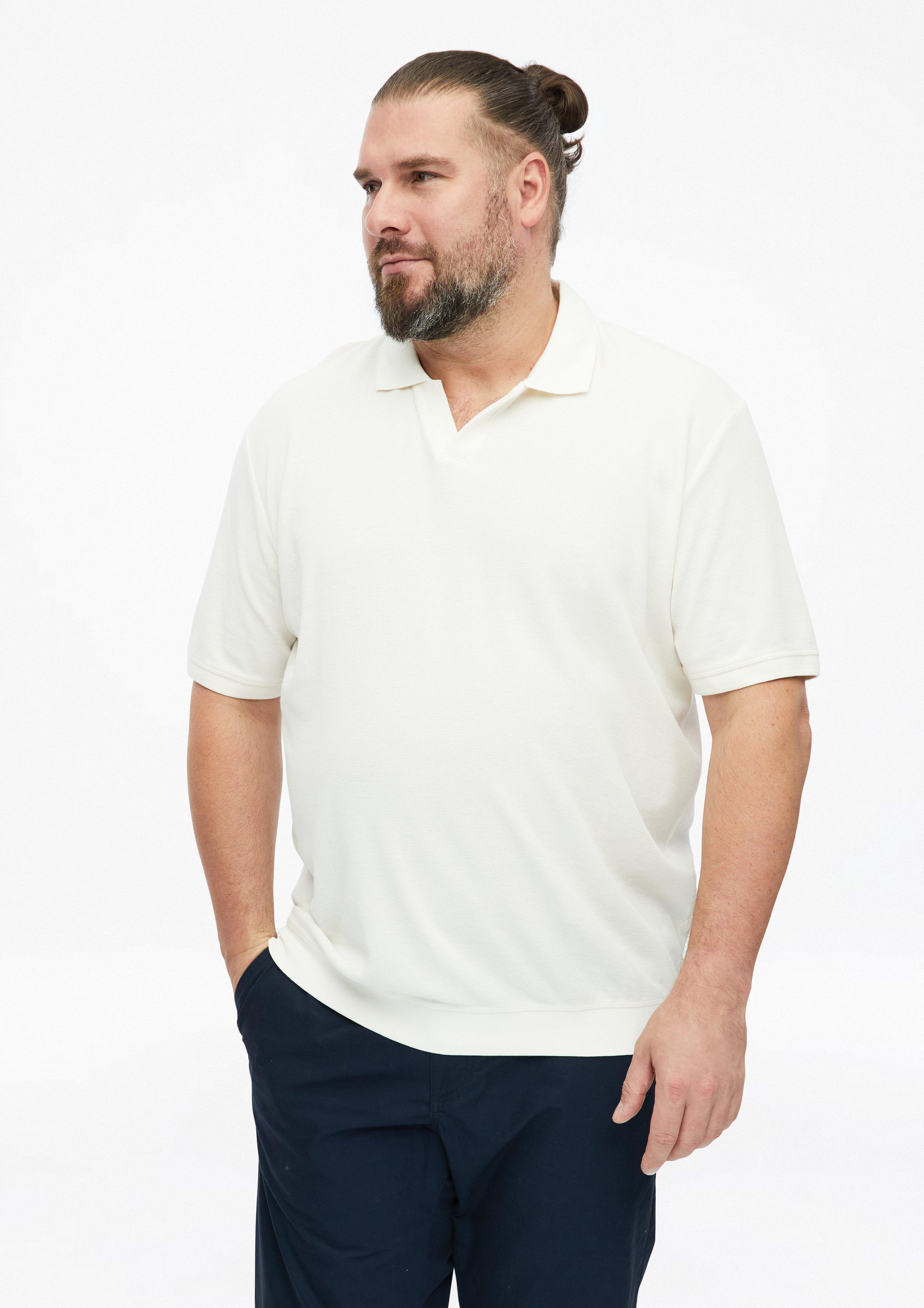 Strukturiertes Poloshirt mit Bündchen in Farbe weiß von s.Oliver Men Big Sizes