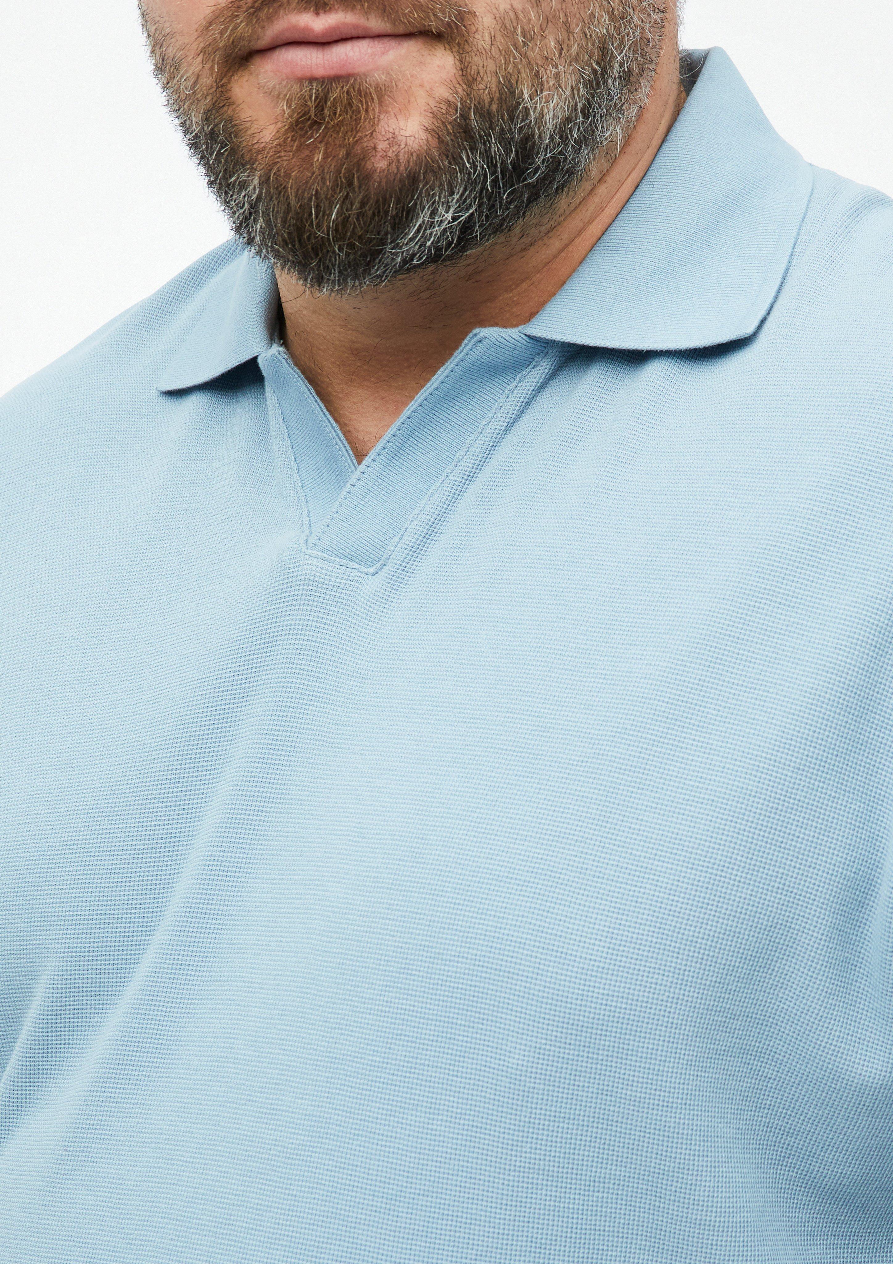 Men Textured polo shirt with cuffs in blue by s.Oliver Men Big Sizes