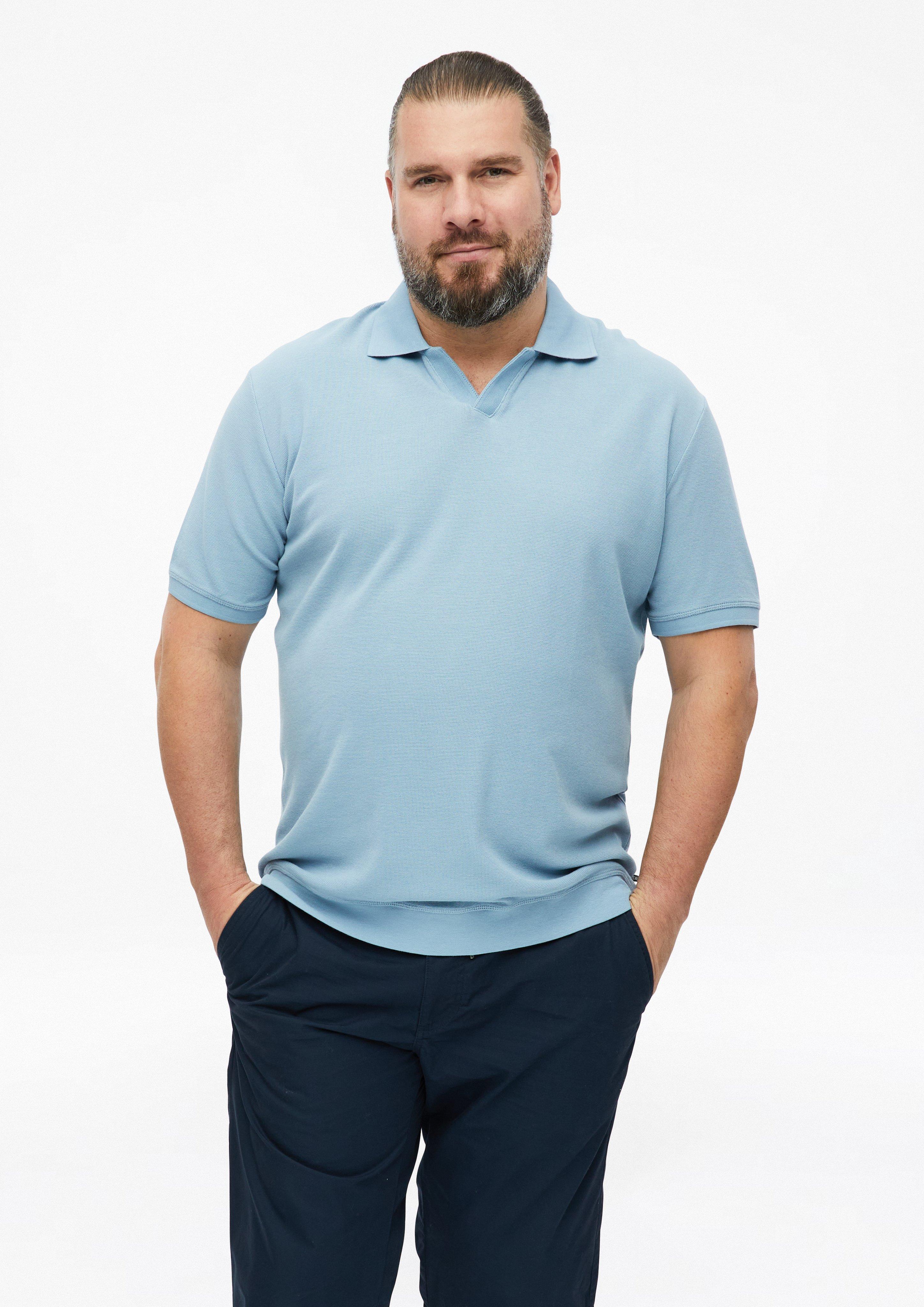 Gestructureerd poloshirt met boorden in lichtblauw van s.Oliver Men Big Sizes