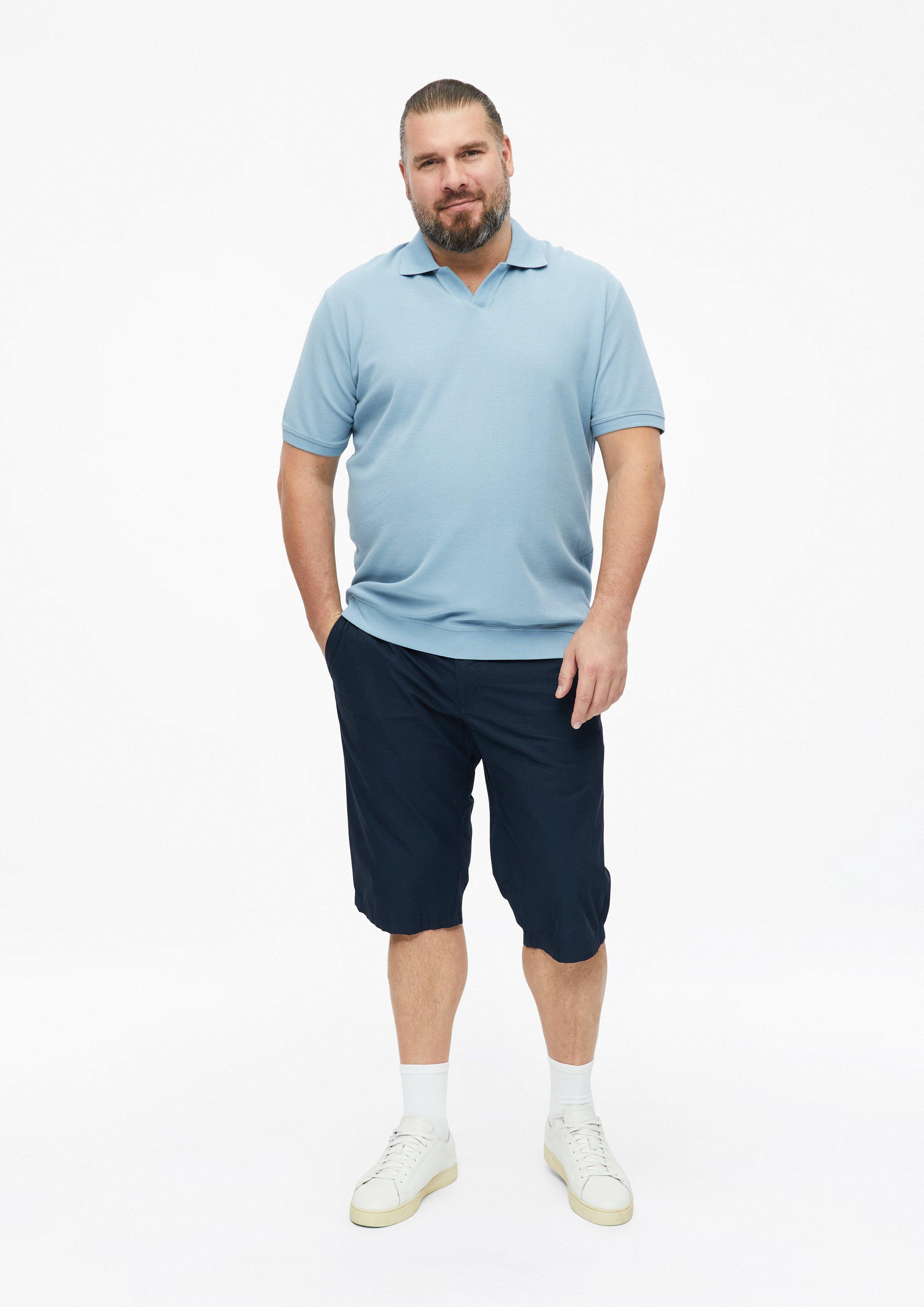 Men Textured polo shirt with cuffs in blue by s.Oliver Men Big Sizes
