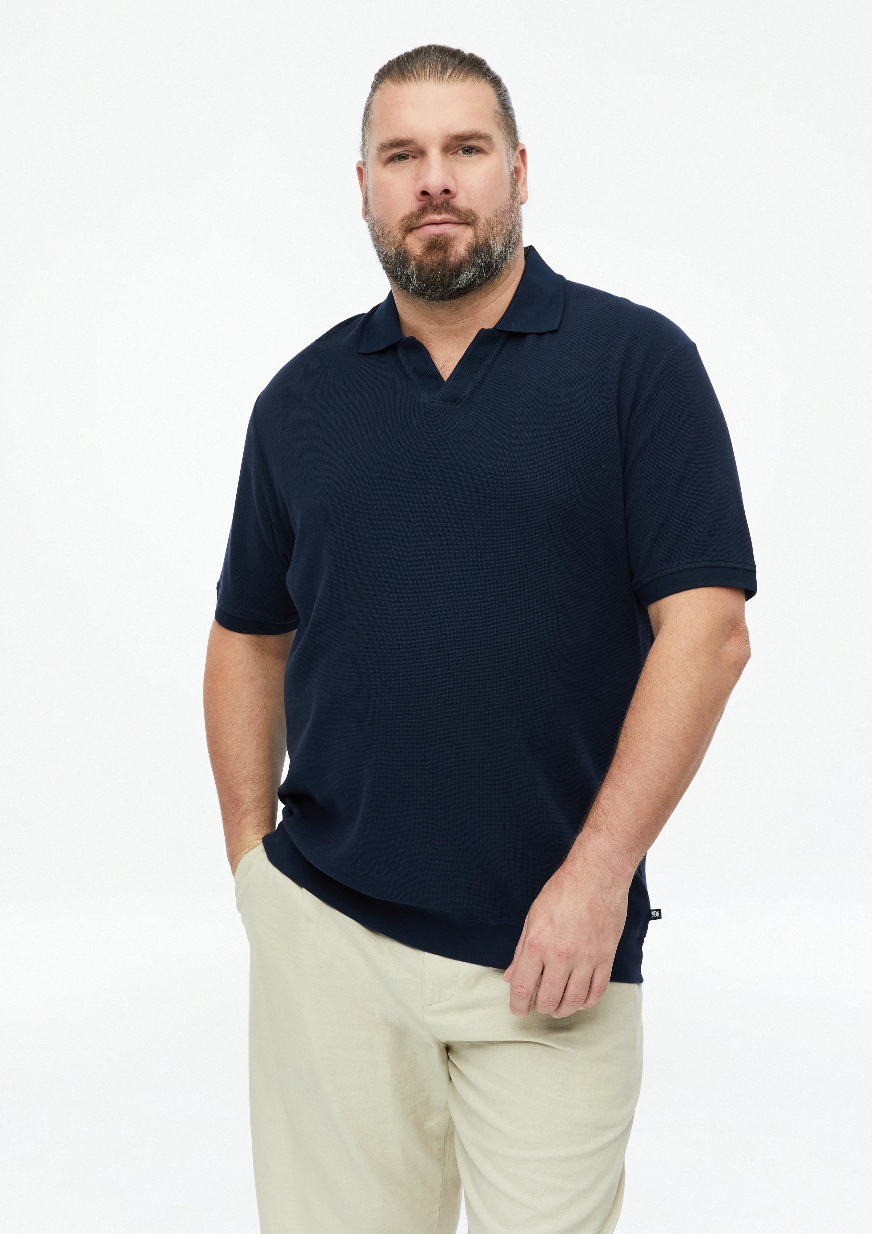 Strukturalna koszulka polo ze ściągaczem w kolorze granatowy od s.Oliver Men Big Sizes