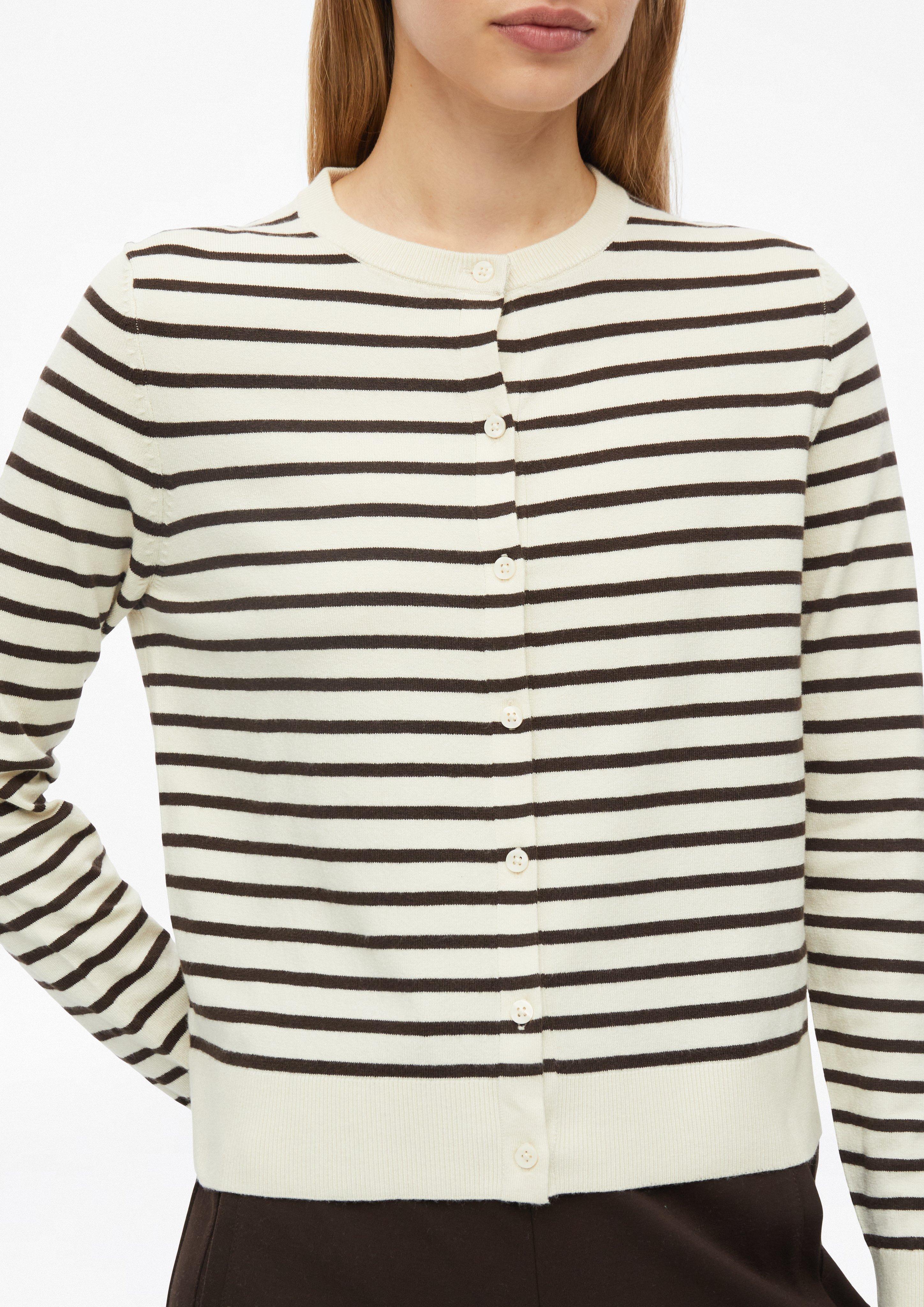 Damen Geringelte Strickjacke mit Knopfleiste in beige von s.Oliver