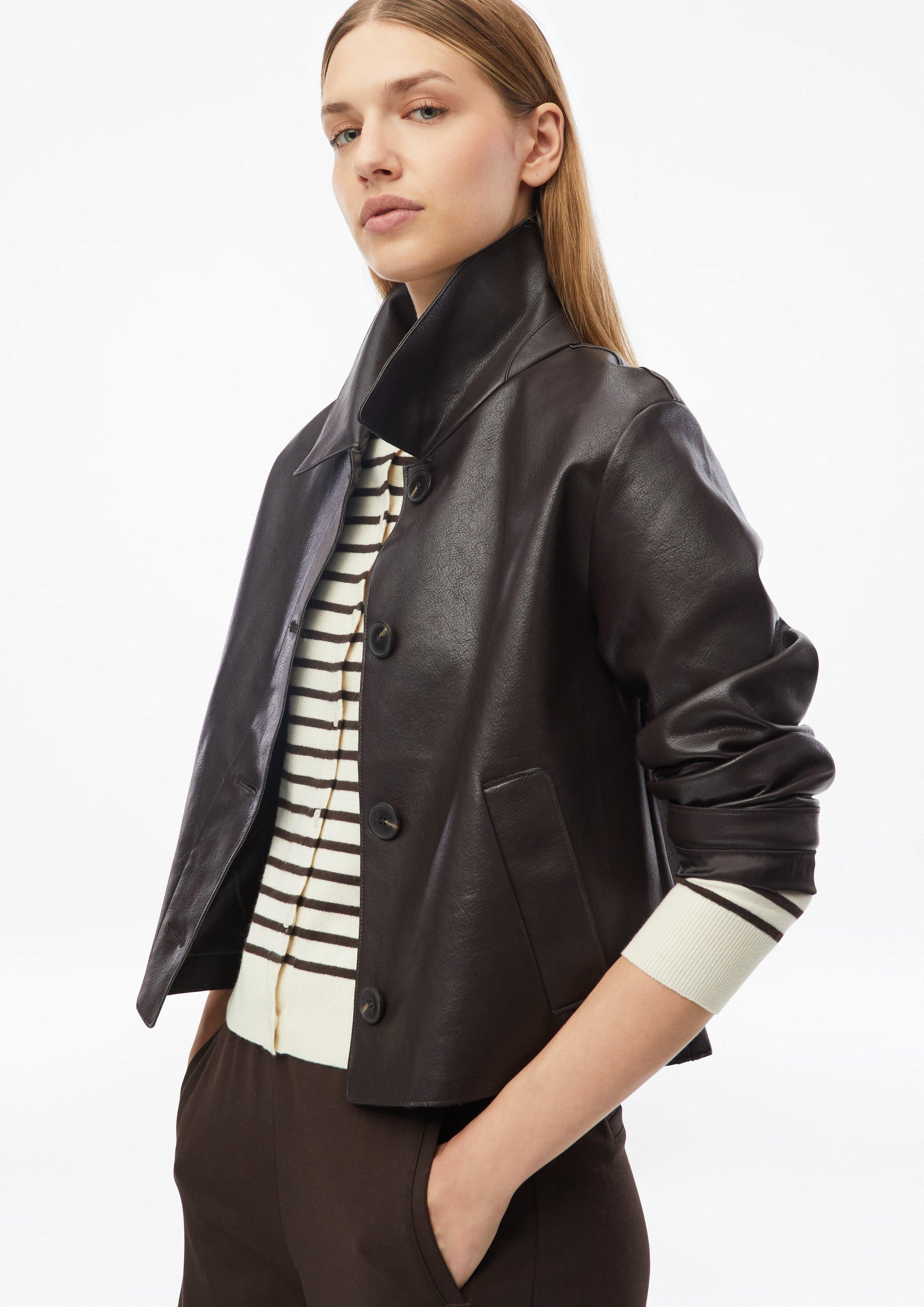 Damen Geringelte Strickjacke mit Knopfleiste in dunkelbraun von s.Oliver