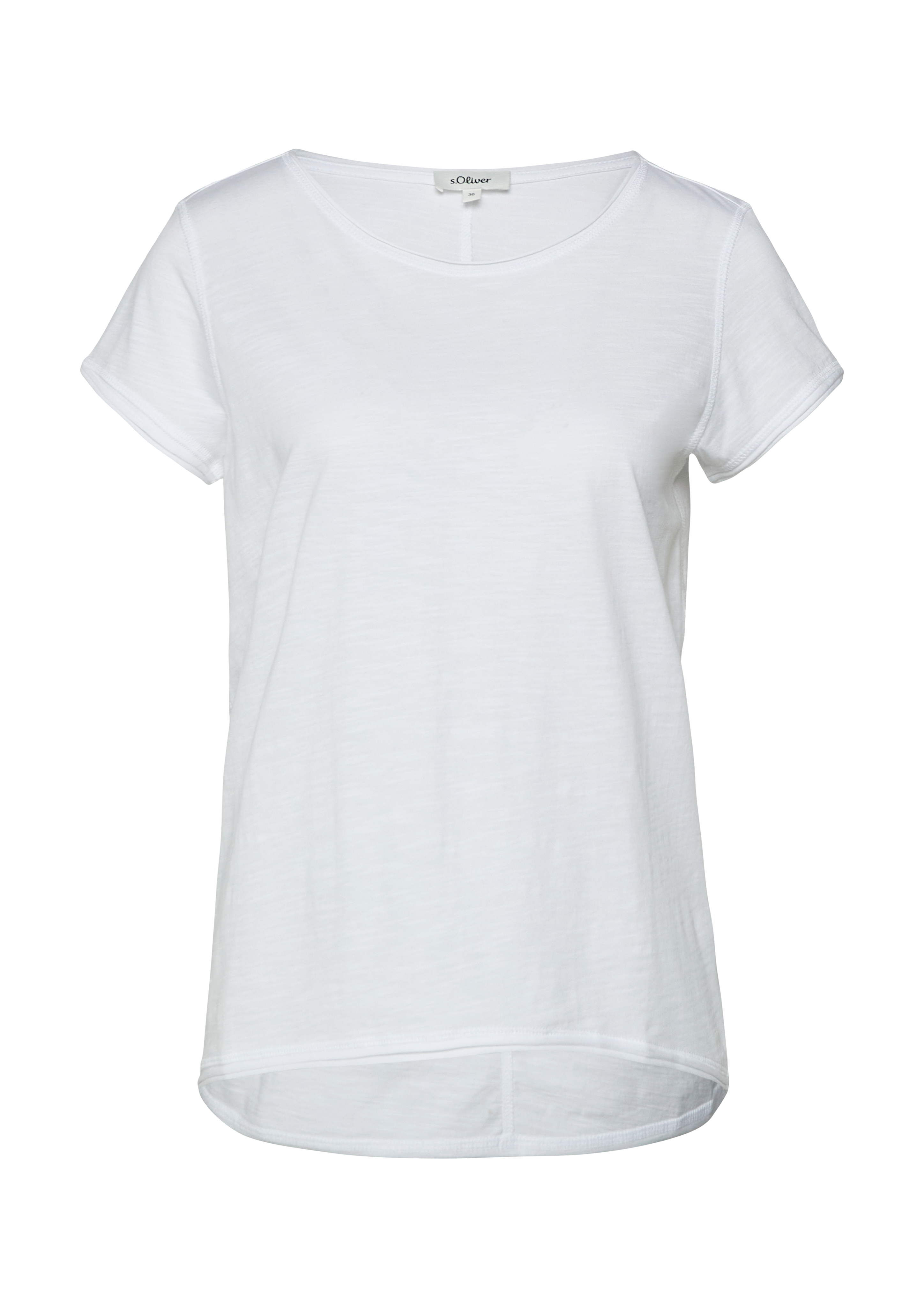 T-shirt met gerolde randen en vlamgarenstructuur