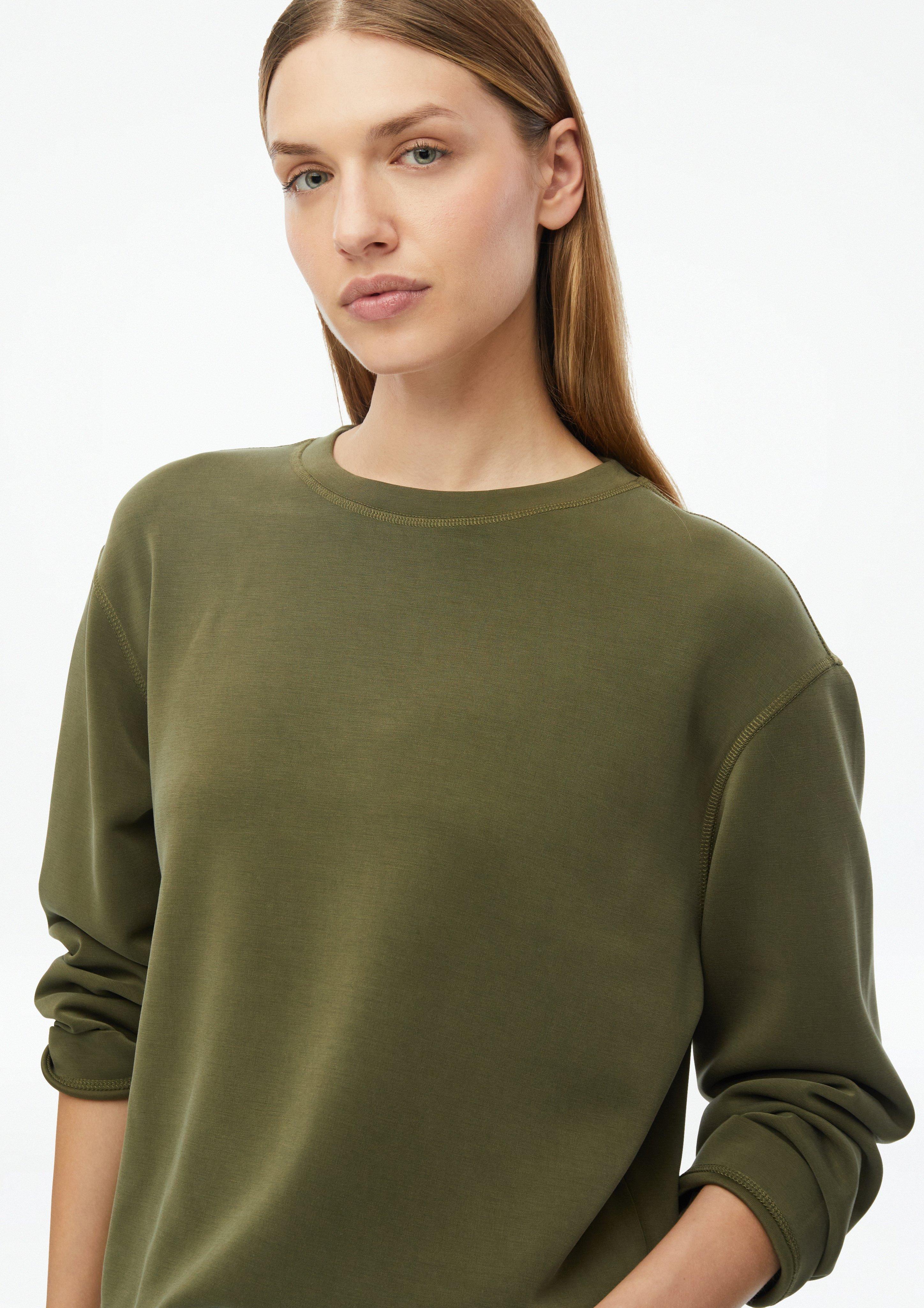 Femmes Sweat-shirt Scuba à manches larges en olive de s.Oliver