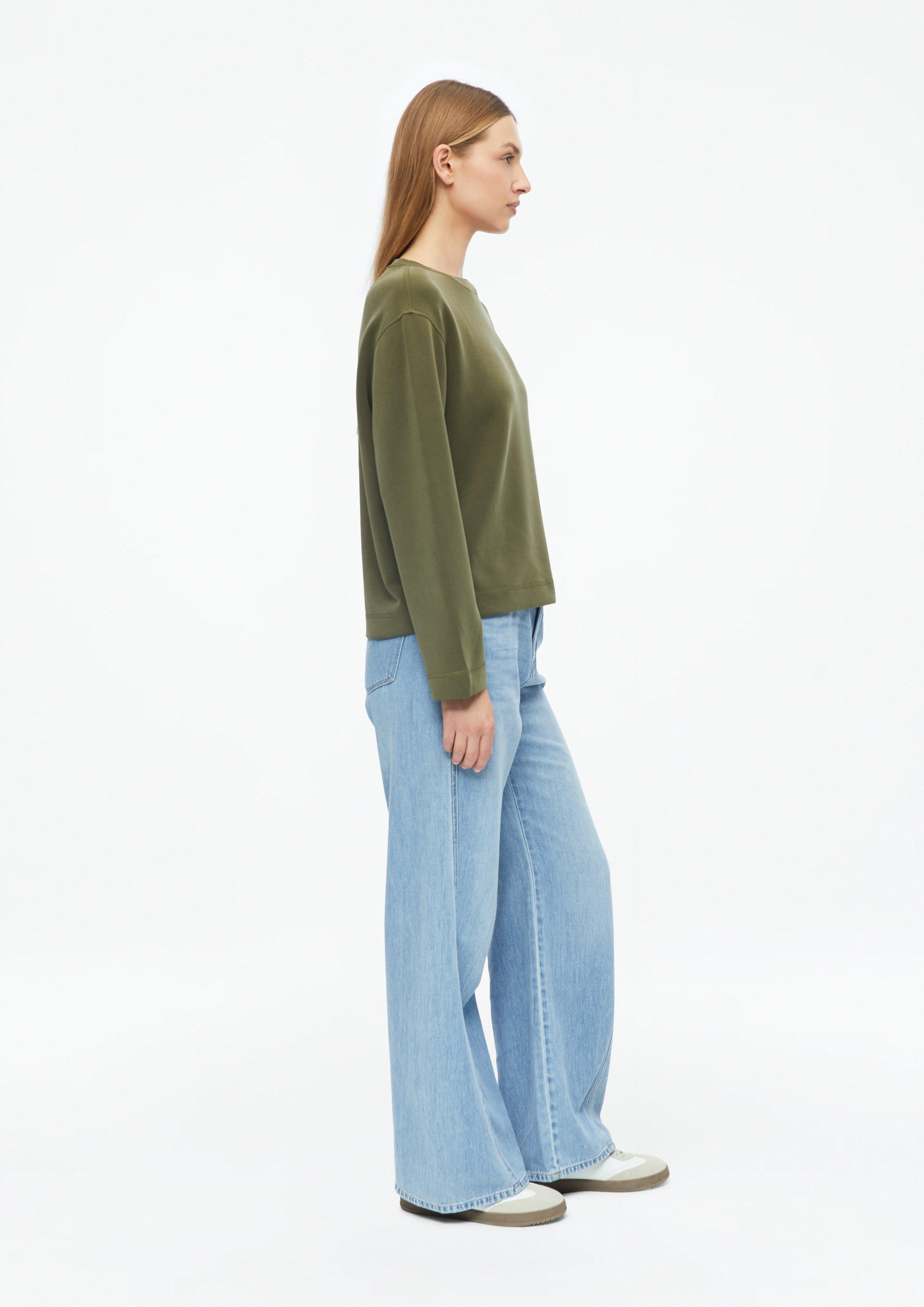 Femmes Sweat-shirt Scuba à manches larges en olive de s.Oliver