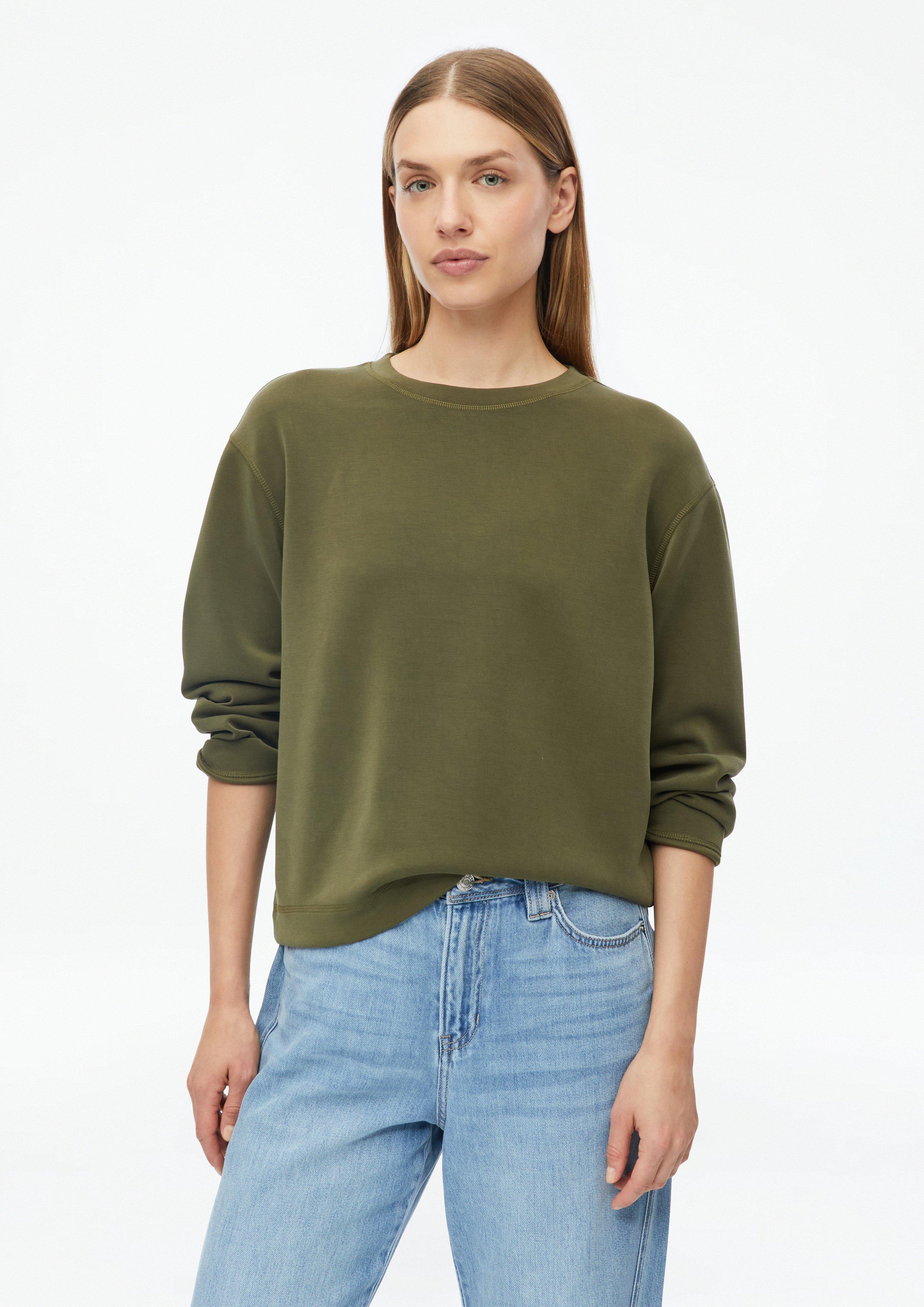 Damen Scuba-Sweatshirt mit weitem Arm in olivgrün von s.Oliver