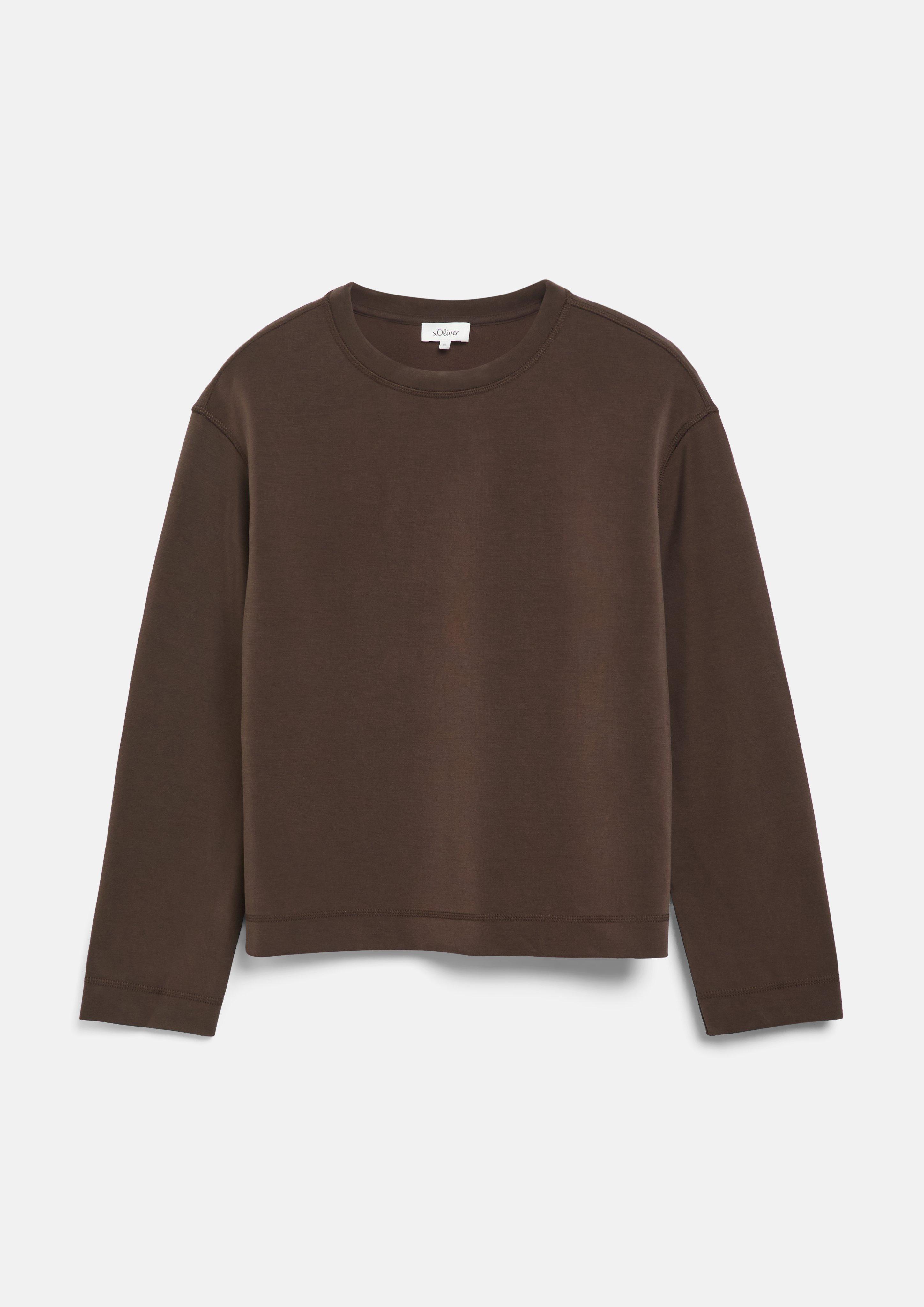 Women Scuba Sweatshirt with Wide Sleeves in dark brown by s.Oliver