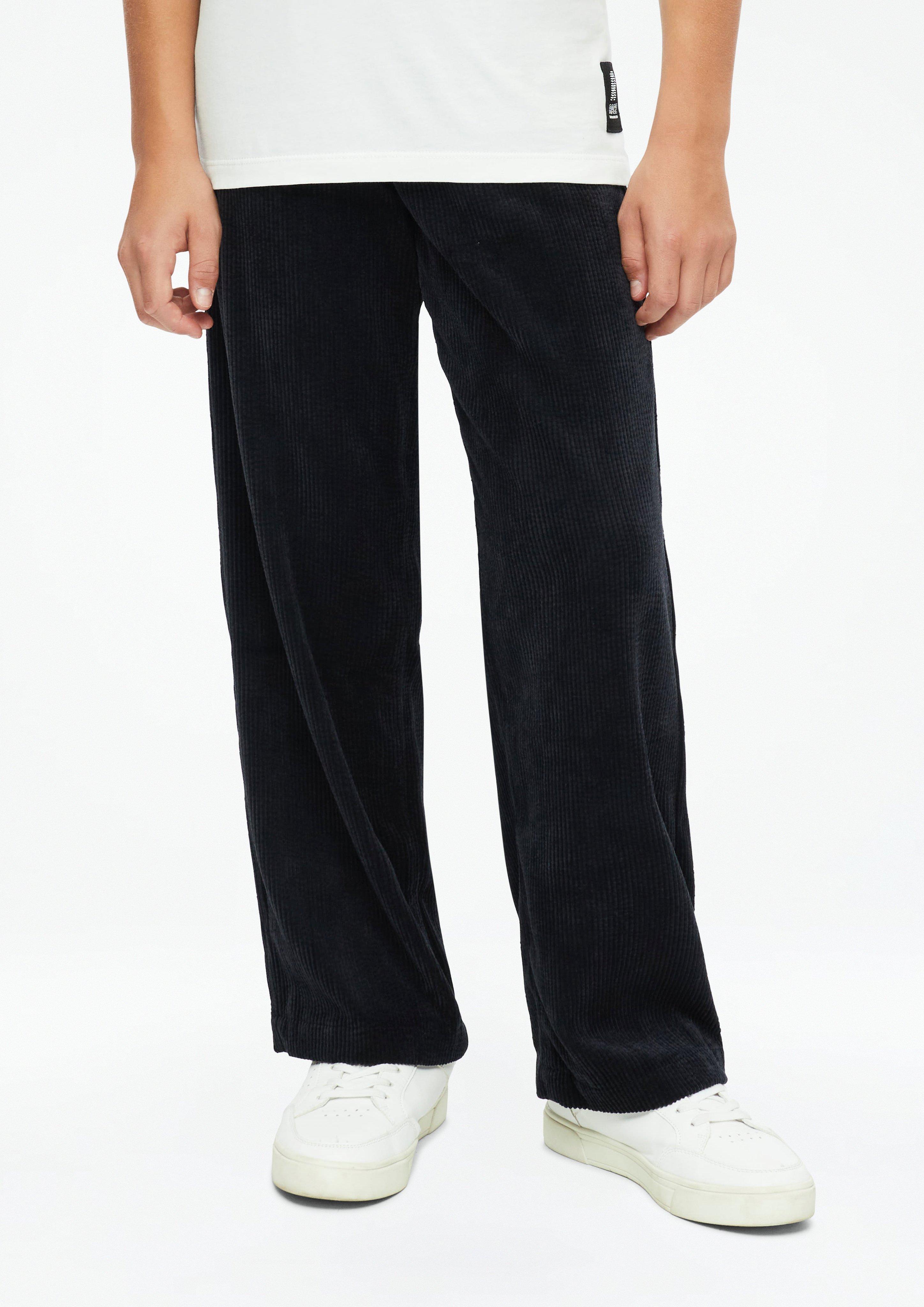 Kinder Cord-Hose Baggy / Relaxed Fit / Mid Rise / Wide Leg in schwarz von s.Oliver