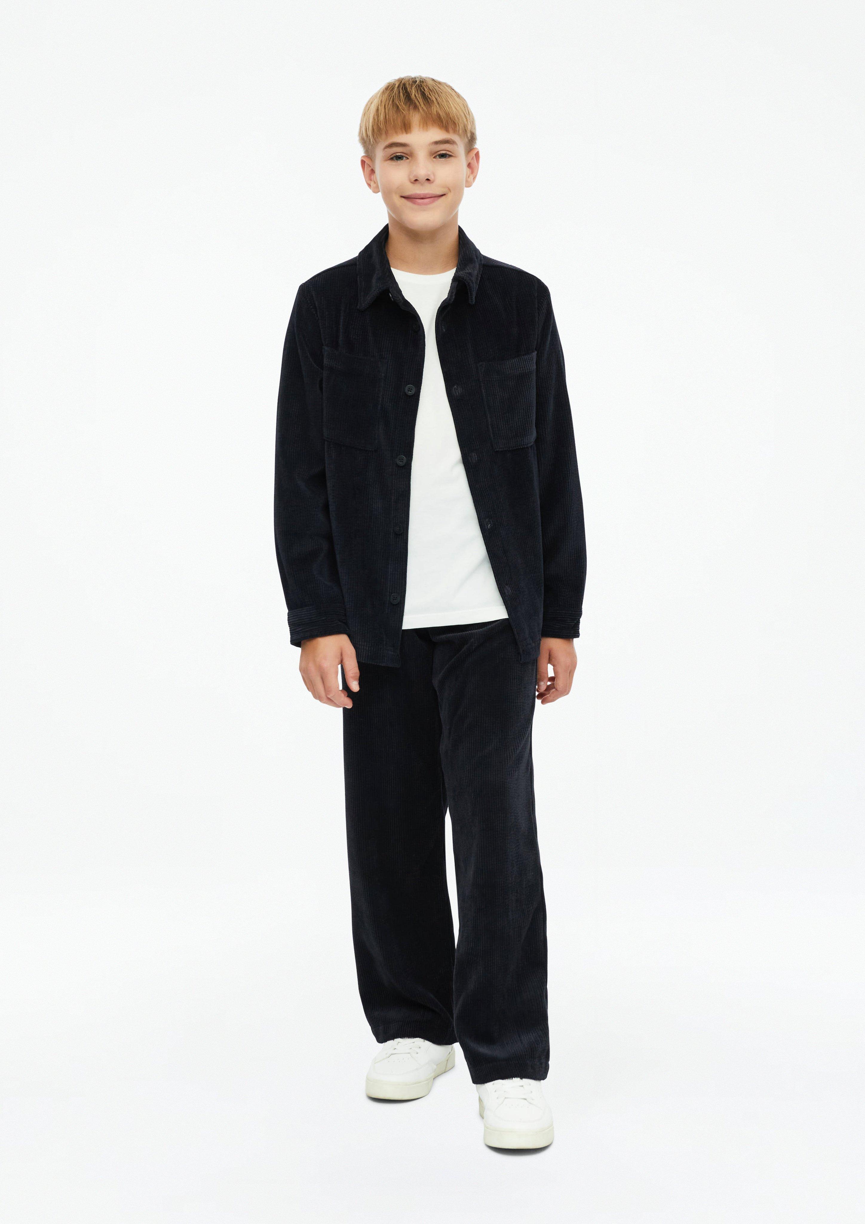 Kinder Cord-Hose Baggy / Relaxed Fit / Mid Rise / Wide Leg in schwarz von s.Oliver