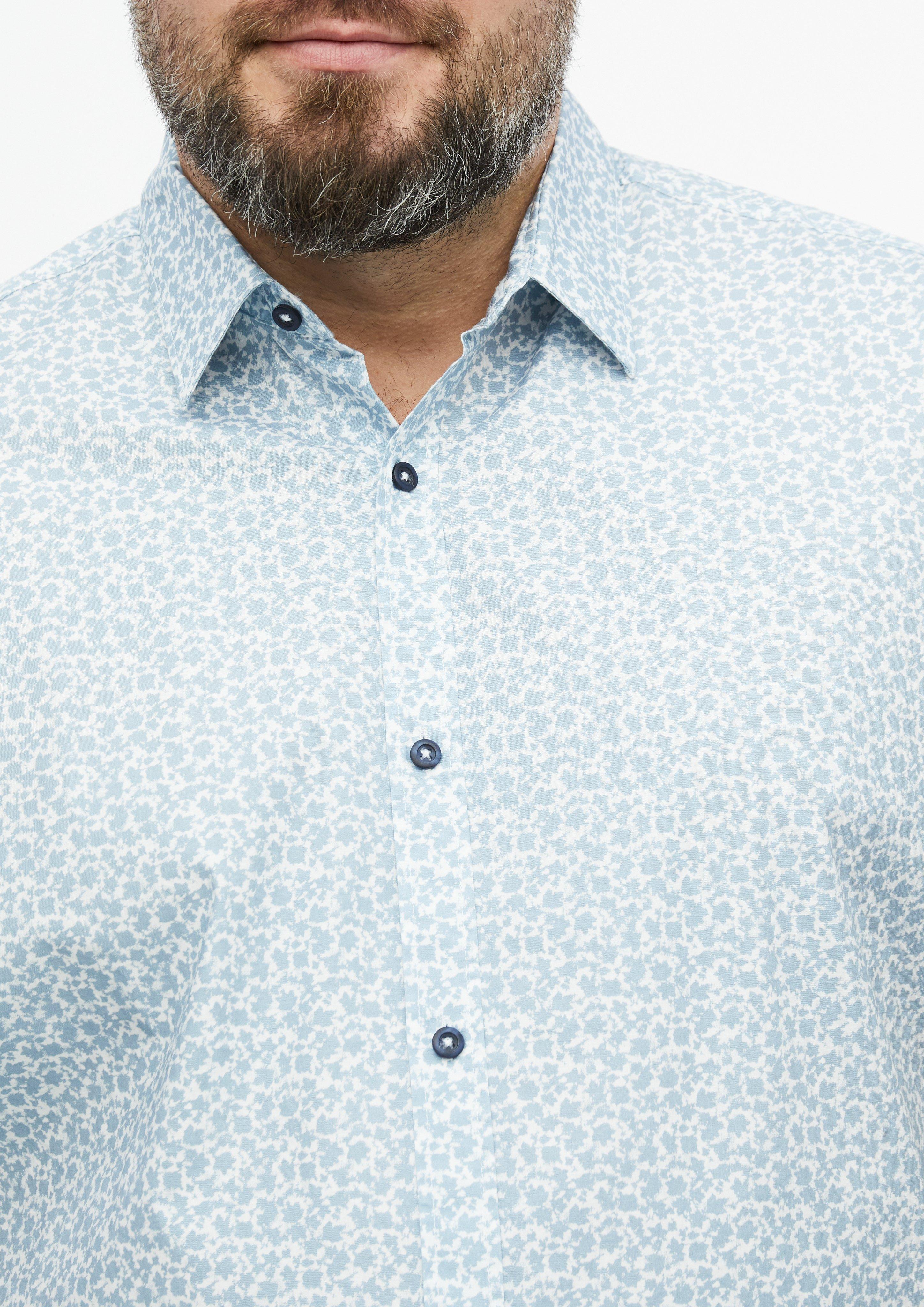 Men Regular Fit: Stretch short-sleeve shirt with all-over print in blue by s.Oliver Men Big Sizes
