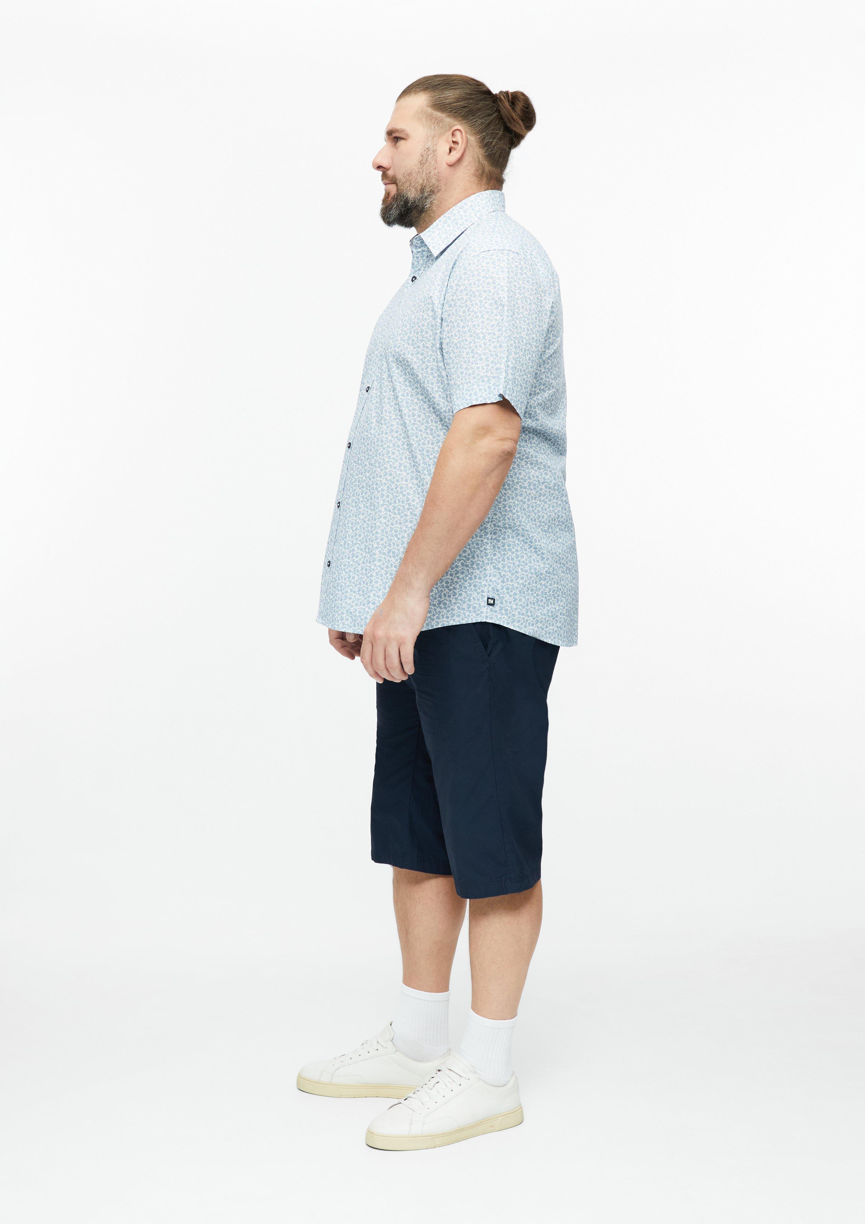 Men Regular Fit: Stretch short-sleeve shirt with all-over print in blue by s.Oliver Men Big Sizes