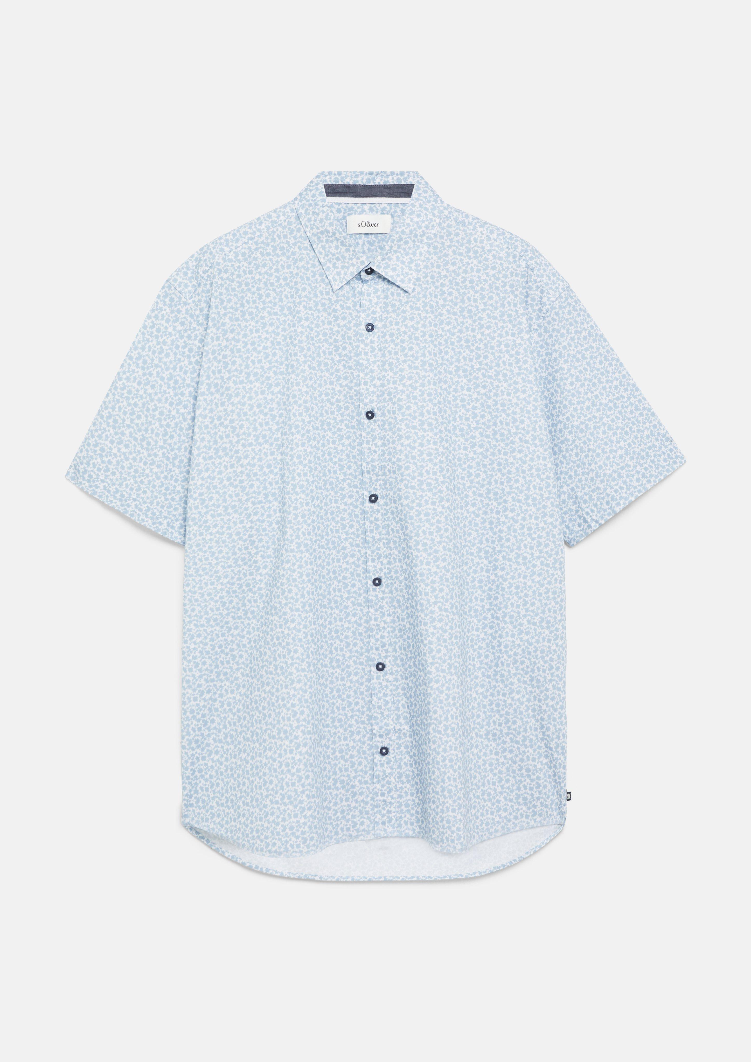 Men Regular Fit: Stretch short-sleeve shirt with all-over print in  by s.Oliver Men Big Sizes