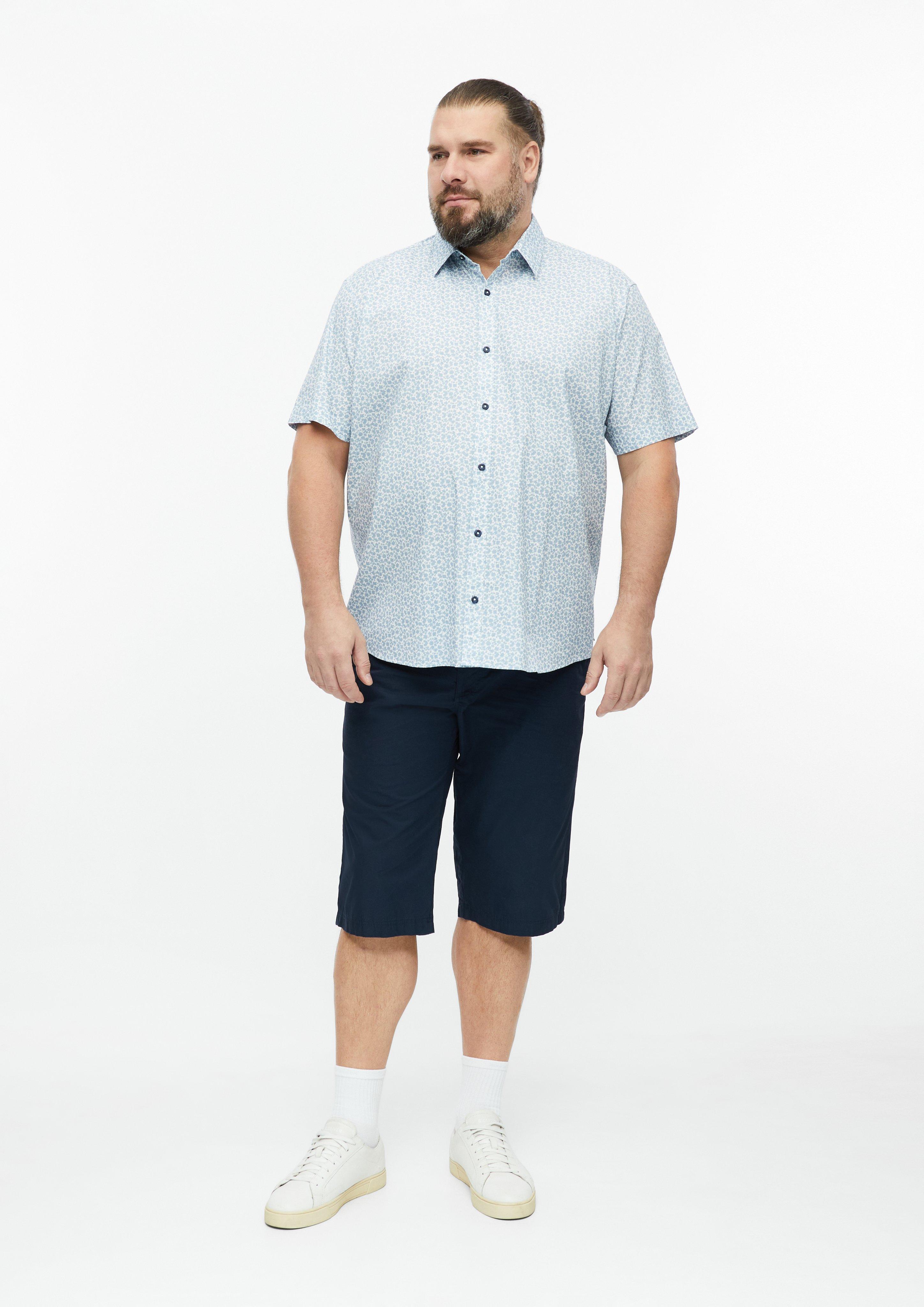 Men Regular Fit: Stretch short-sleeve shirt with all-over print in blue by s.Oliver Men Big Sizes