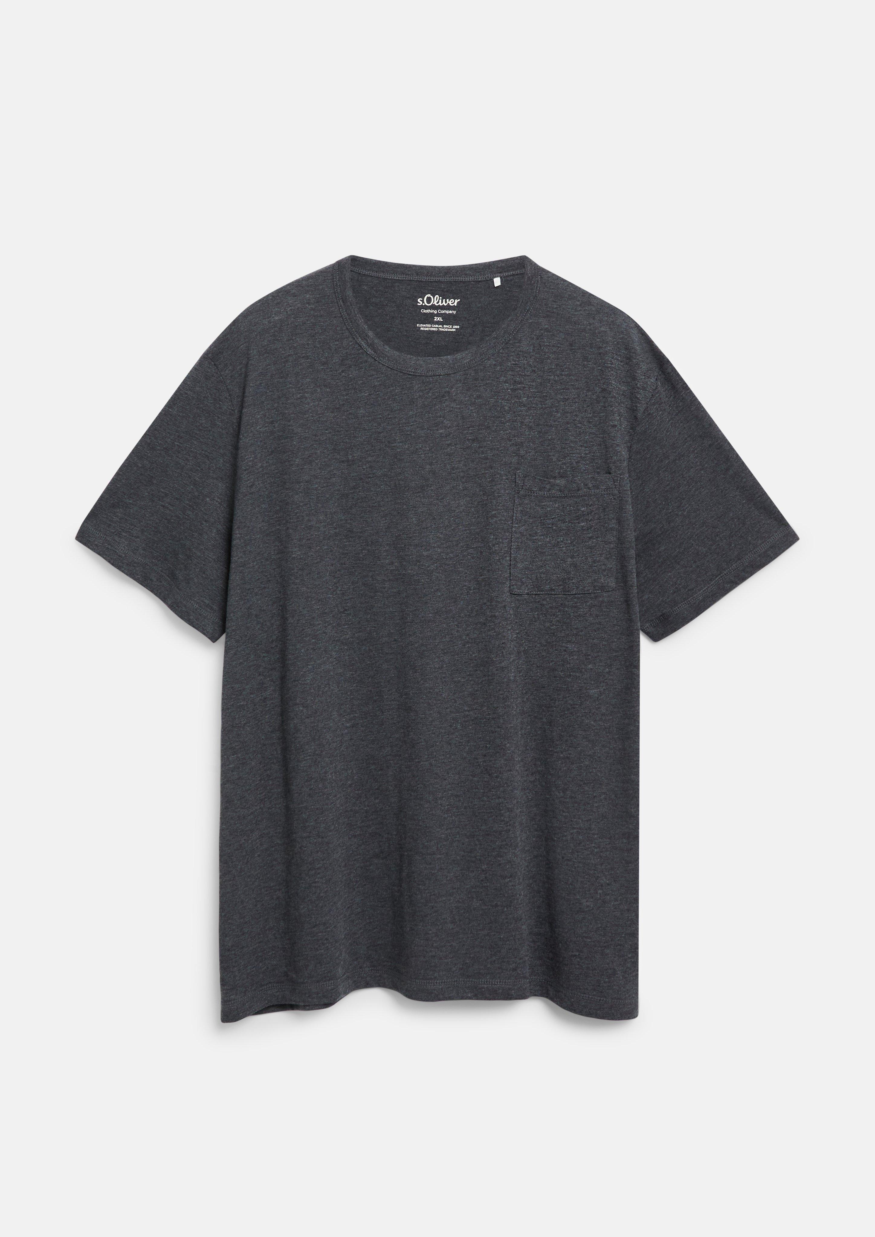 Hommes T-shirt chiné en coton mélangé avec poche poitrine en  de s.Oliver Men Big Sizes